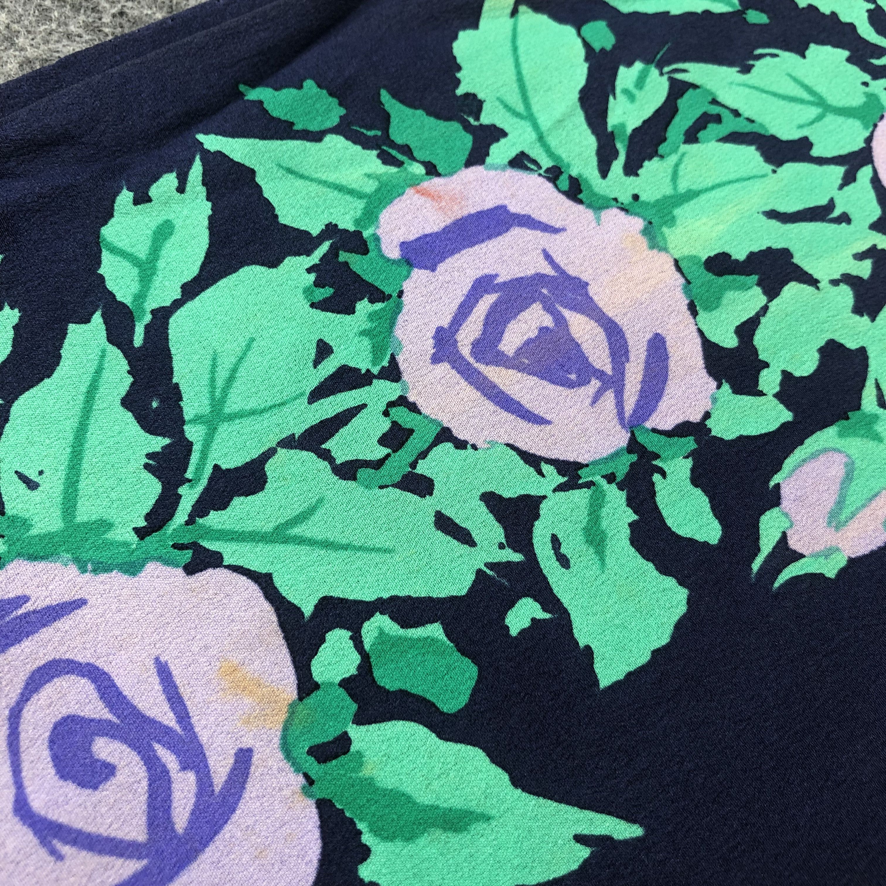 Vintage Ken Scott Floral Silk Scarf Muffler Stole Stratos M295 Size ONE SIZE - 8 Thumbnail