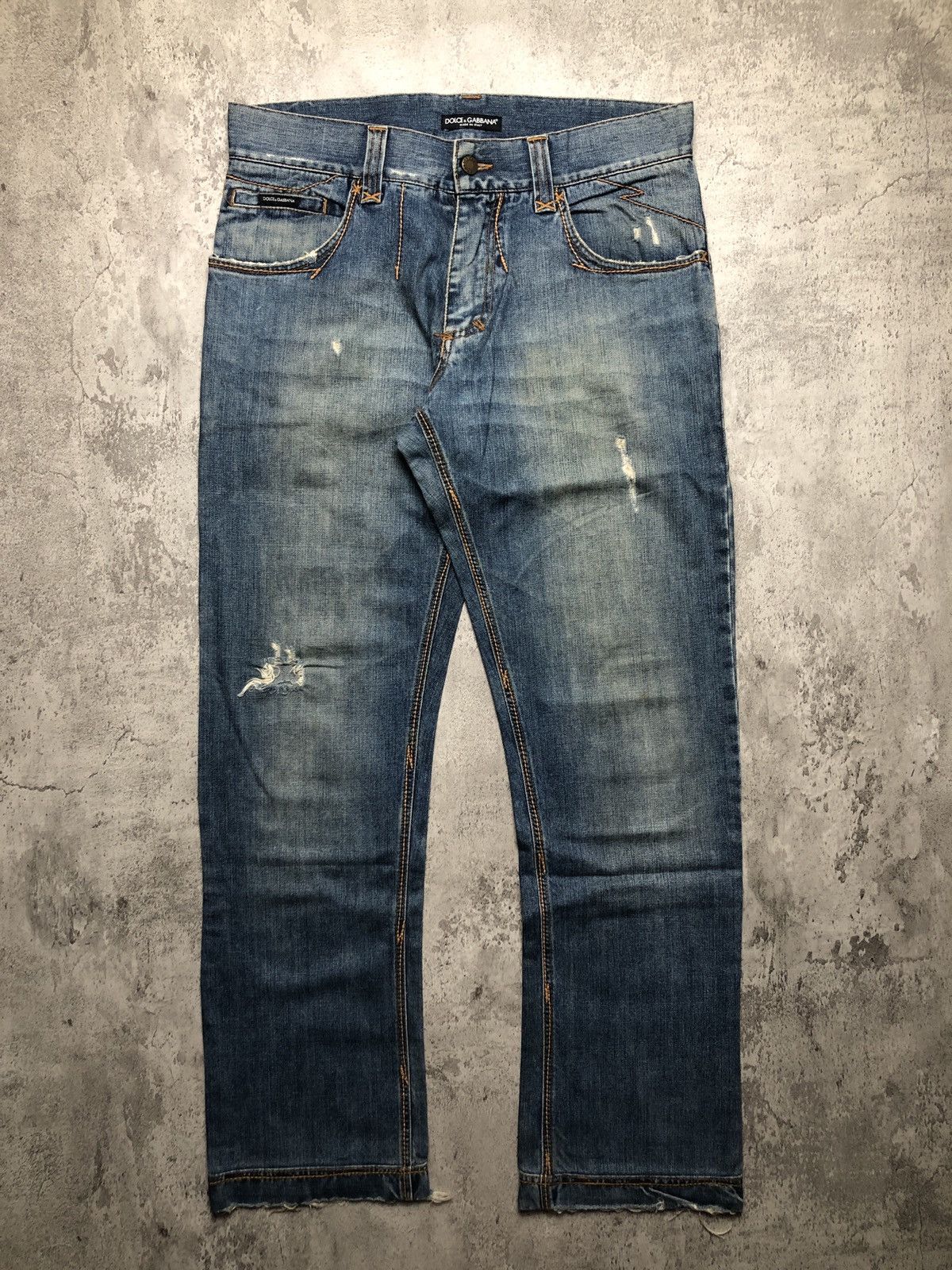 image of Dolce Gabbana Washed Denim Pants, Men's (Size 34)