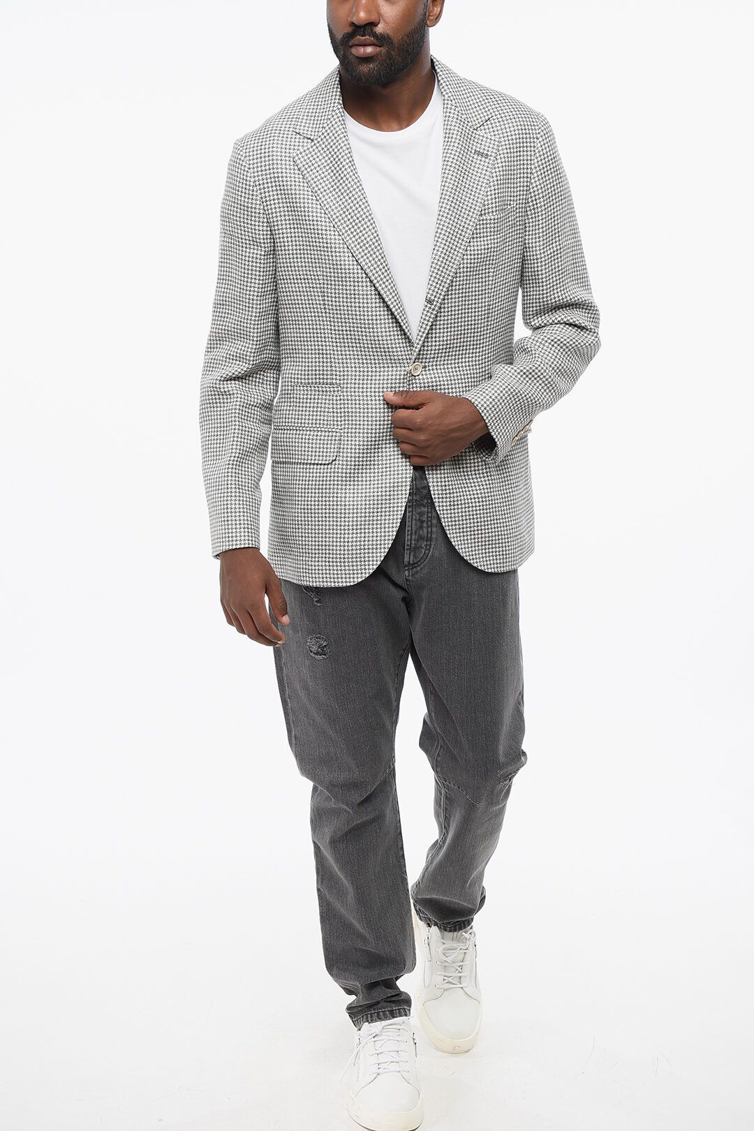 Brunello Cucinelli og1mm0725 Half-lined Linen Blend Blazer in Grey Size US M / EU 48-50 / 2 - 4 Thumbnail