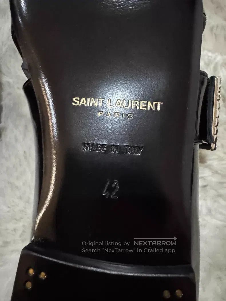 Saint Laurent Paris Saint Laurent Paris Crystal Buckle Loafers Leather Shoes Size US 9 / EU 42 - 6 Thumbnail