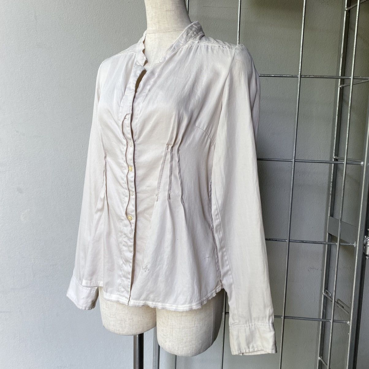 Marithe + Francois Girbaud MARITHE + FRANÇOIS GIRBAUE Grey V-Neck Button-Up Shirt Size S / US 4 / IT 40 - 2 Thumbnail