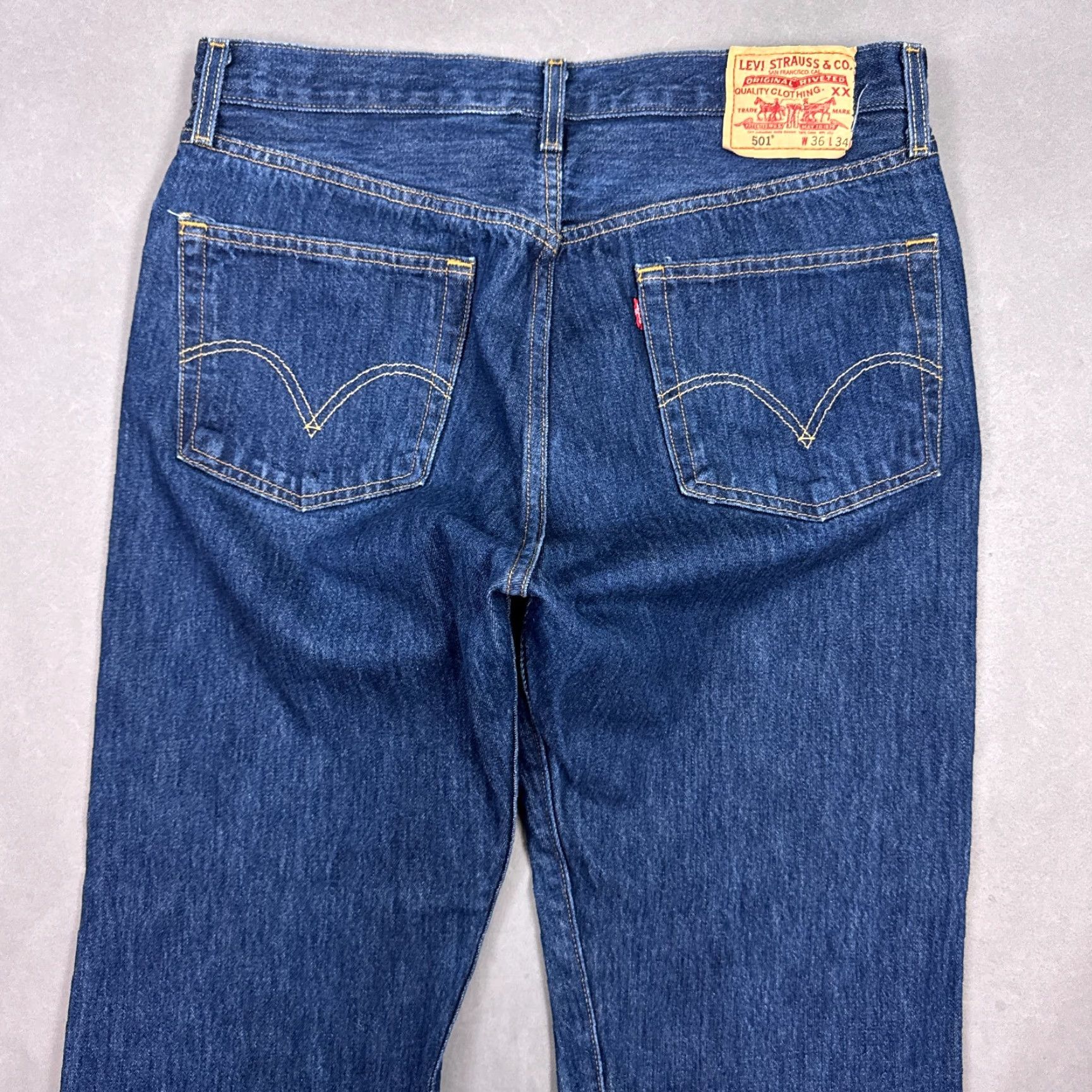 Levi's Levi's 501 Jeans Mens 34x34 Blue Denim Pant Button Fly Dark Work Regular Size US 36 / EU 52 - 5 Thumbnail
