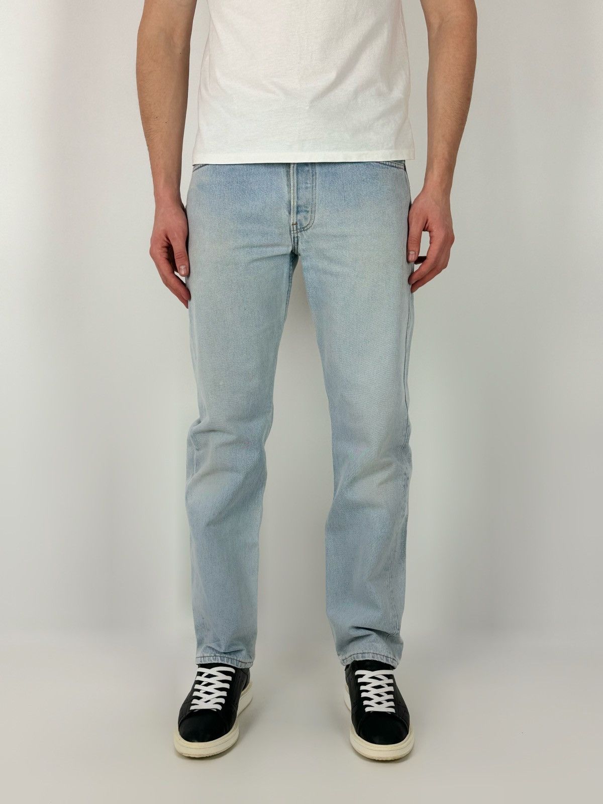 Levi's 1990's Vintage Levi's 501 USA Washed Distressed Blue Button Size US 32 / EU 48 - 2 Thumbnail