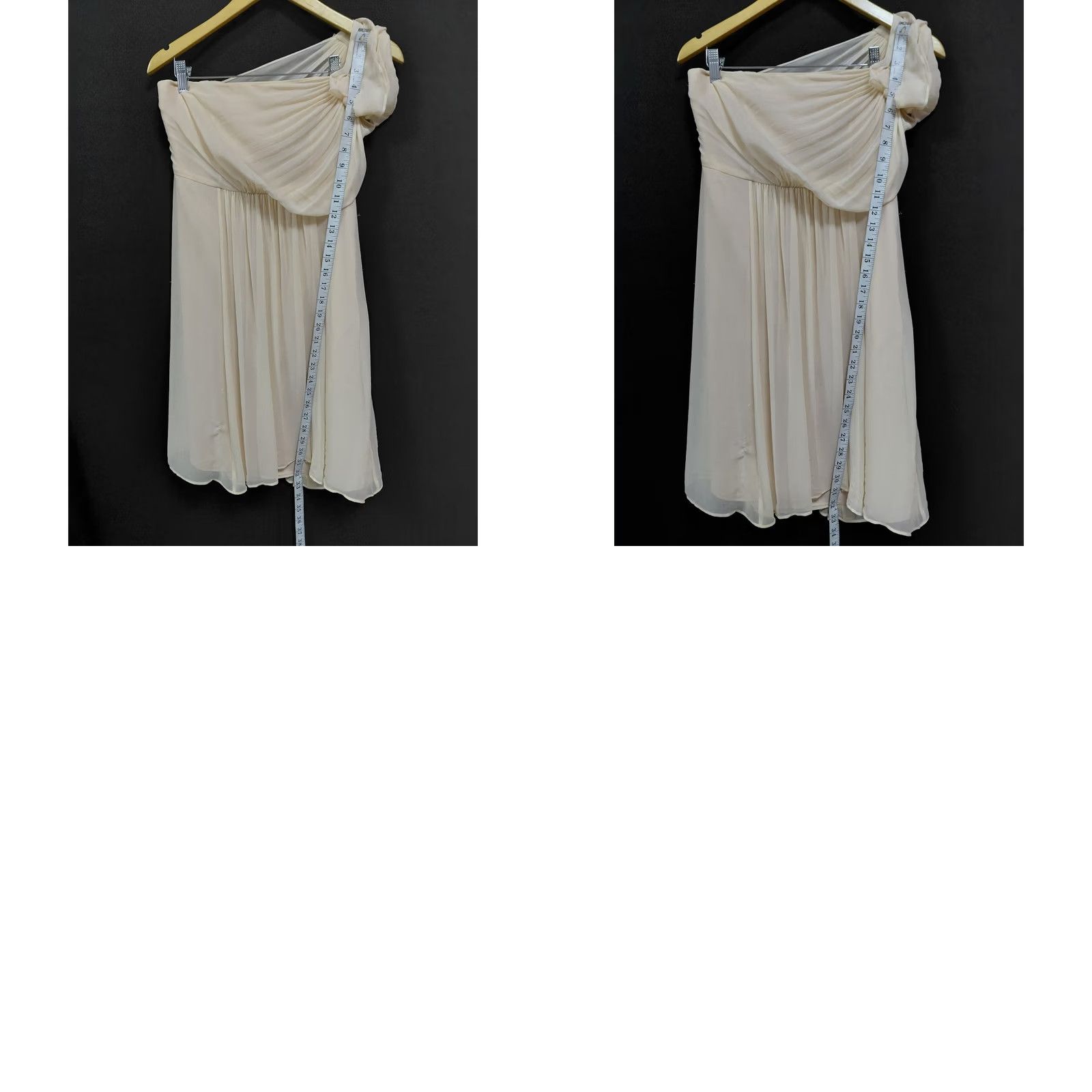 Ann Taylor ANN TAYLOR PETITES Silk One Shoulder Dress Cream Solid Sleeveless Women Size 2P Size XS / US 0-2 / IT 36-38 - 8 Thumbnail