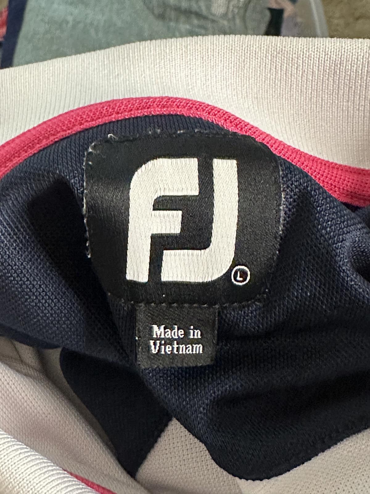 Footjoy FootJoy white/navy/pink striped performance golf polo shirt Size US L / EU 52-54 / 3 - 8 Thumbnail