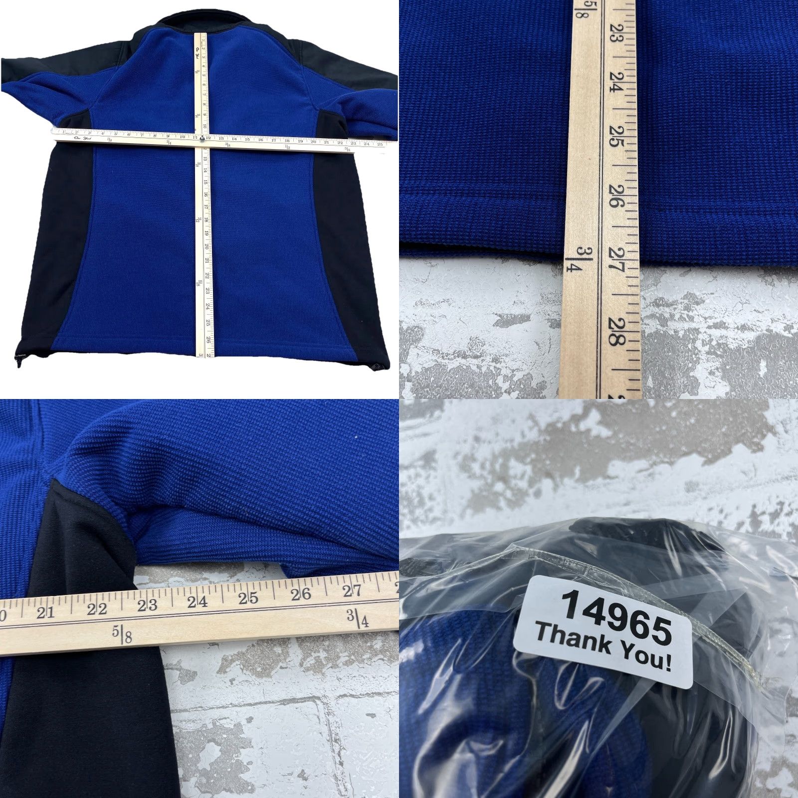 Vintage LL Bean Jacket Men Large Blue Black Thermal Waffle Knit Fleece Lined Layer Size US L / EU 52-54 / 3 - 8 Thumbnail