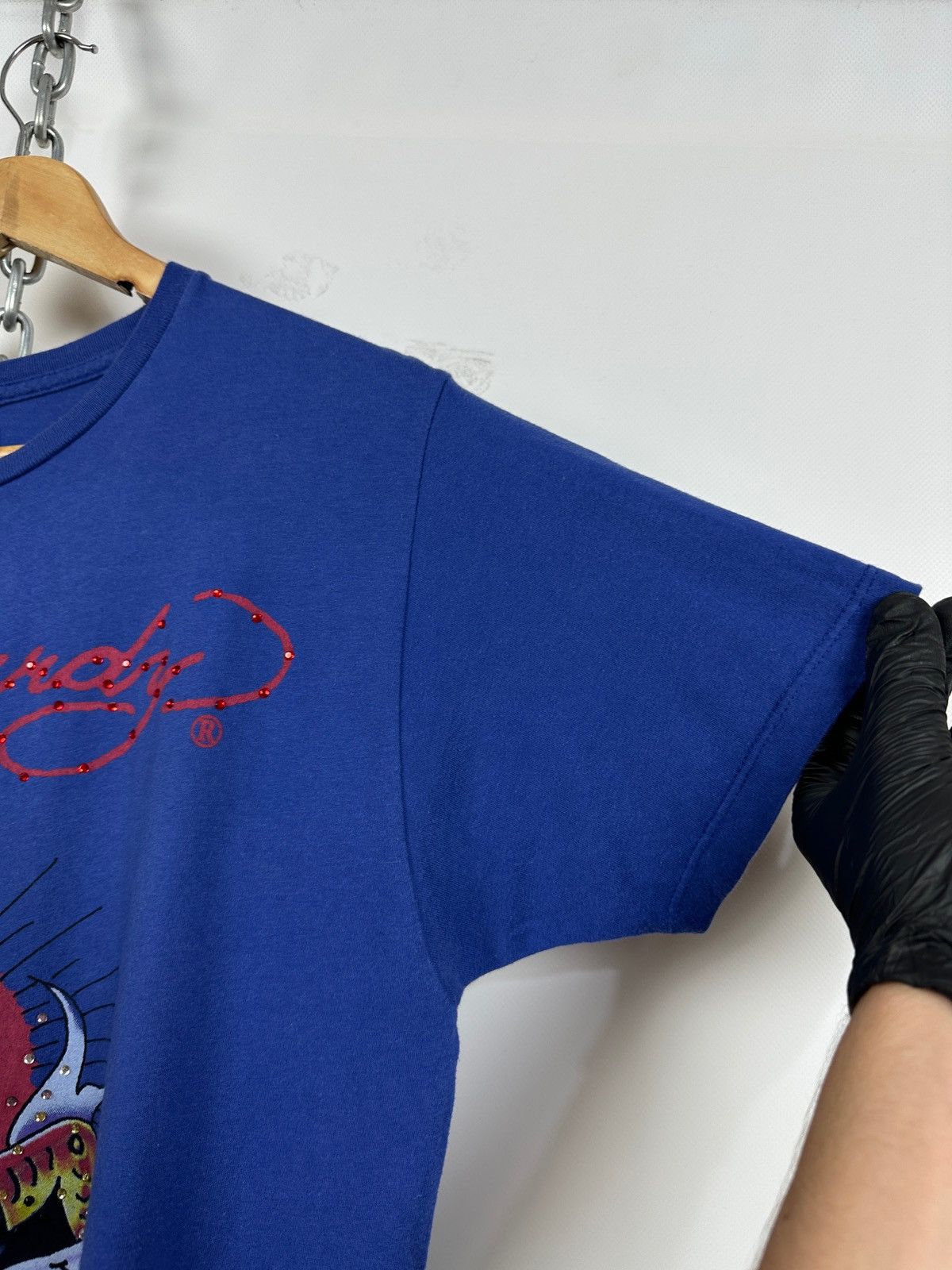 Ed Hardy Vintage Ed Hardy Rhinestones Skull Eagle Blue T-Shirt Size US M / EU 48-50 / 2 - 9 Thumbnail