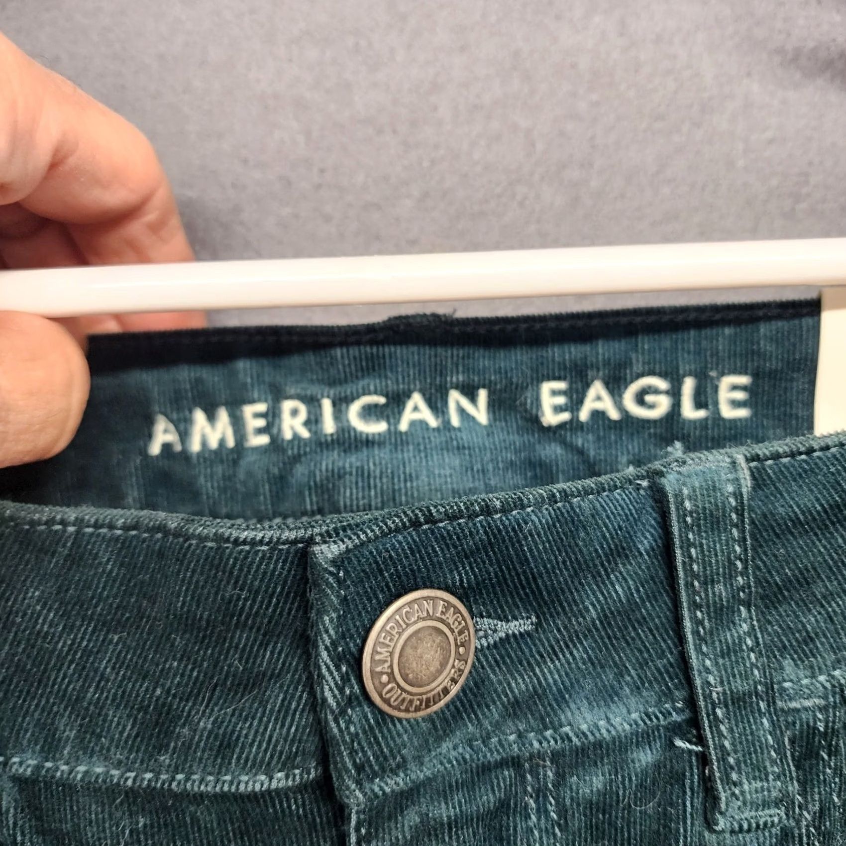 American Eagle Outfitters VINTAGE American Eagle Corduroy Pants Womens 8 Long Green Super Stretch Hi Rise Jegging Mens? Size 30" / US 8 / IT 44 - 3 Thumbnail
