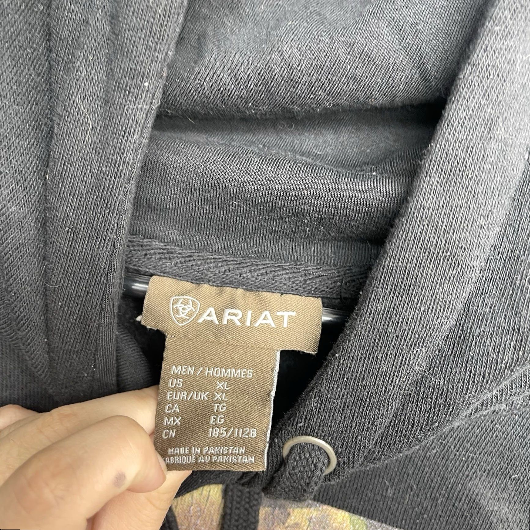 Ariat Ariat Hoodie Mens XL Fleece Pullover Black Camo Western Cowboy Graphic Print Hooded Pockets Logo Embroidered Crew Neck Home Adult Mens Size US XL / EU 56 / 4 - 6 Thumbnail