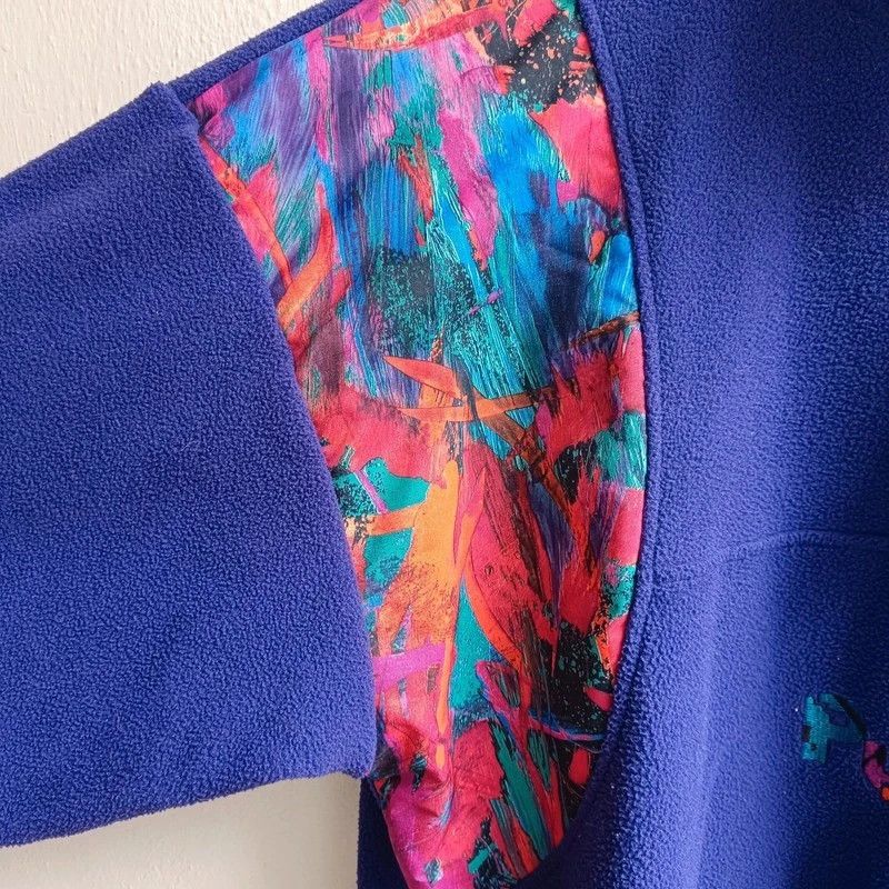 Puma Vintage 80s Puma Purple Fleece Jacket Crazy Pattern Aztec M Size US M / EU 48-50 / 2 - 11 Thumbnail