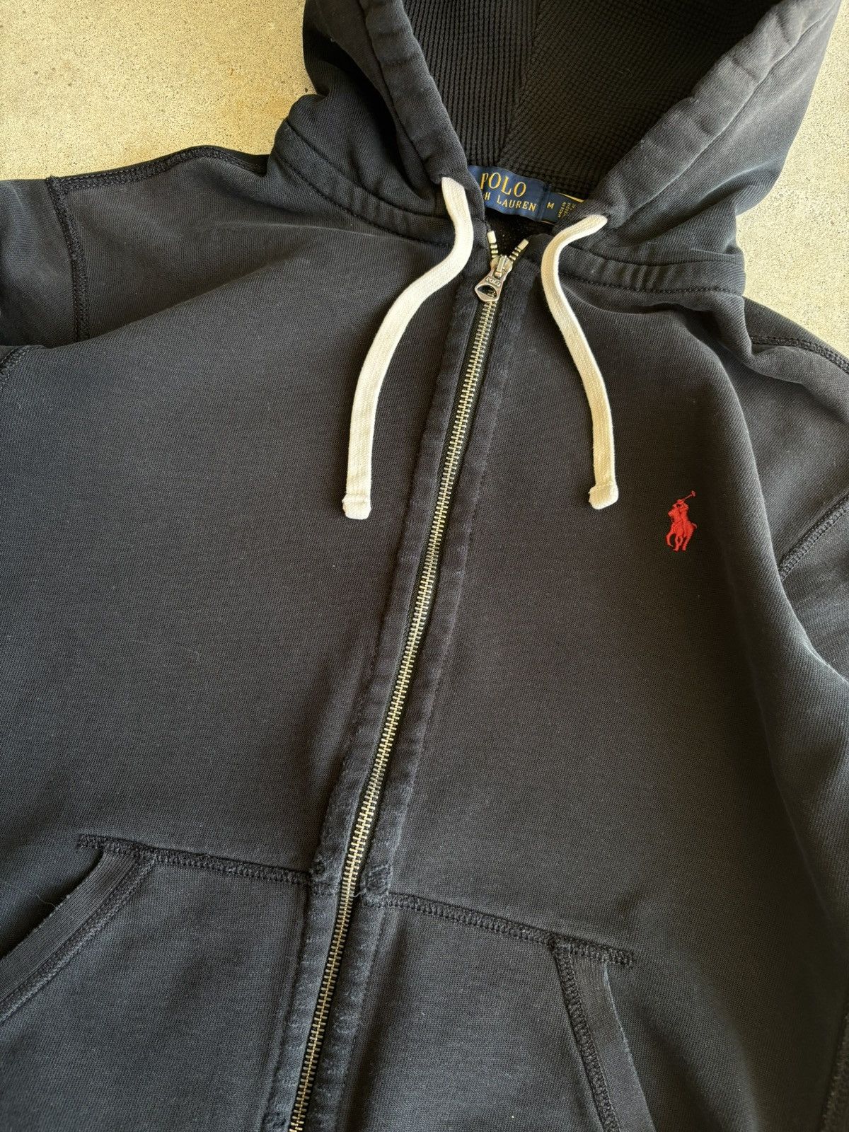 Polo Ralph Lauren Y2K Polo Ralph Lauren Black Distressed Thermal Lined Hoodie Size US M / EU 48-50 / 2 - 7 Thumbnail