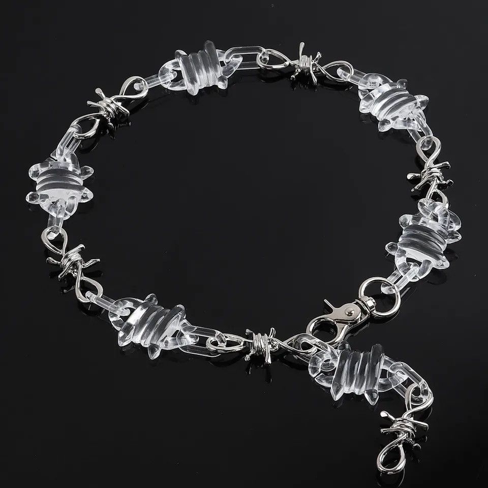Jewelry × Other Transparent Acrylic Spike Rivets Chain Necklace Size ONE SIZE - 3 Thumbnail