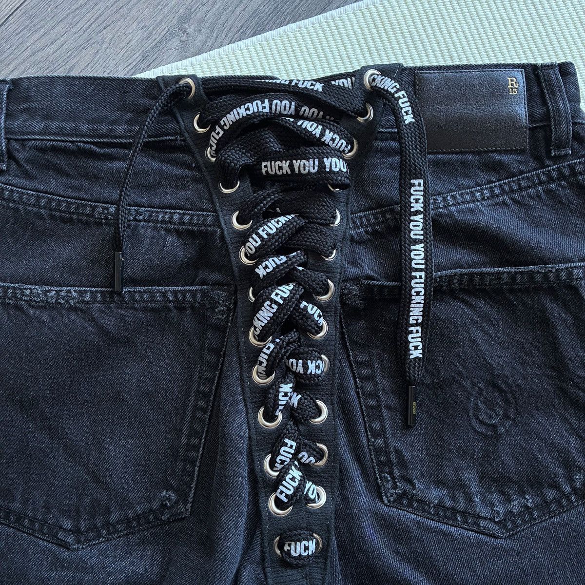 R13 R13 High-Rise Lace-up Back Washed Black Jeans Size 27" / US 4 / IT 40 - 13 Thumbnail