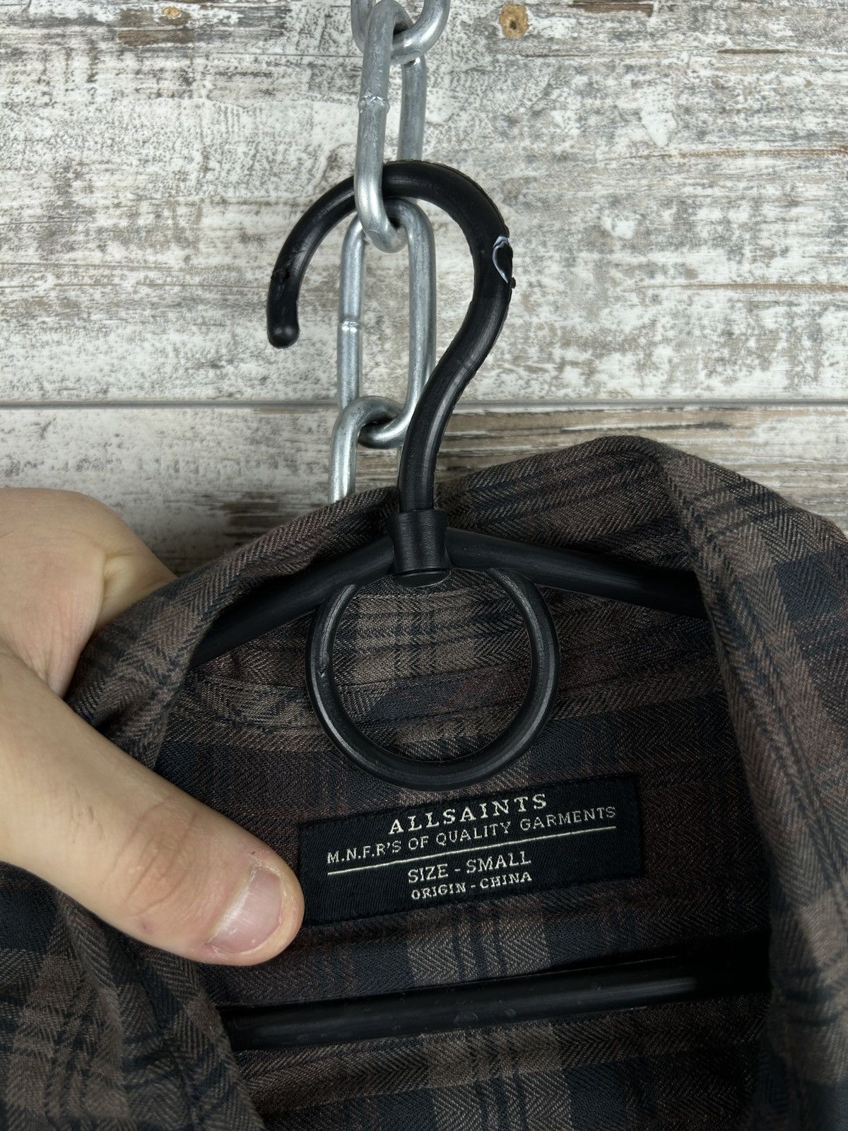 Allsaints × Japanese Brand Mens AllSaints Flannel Shirts button up plain ls shirt y2k Size US S / EU 44-46 / 1 - 6 Thumbnail