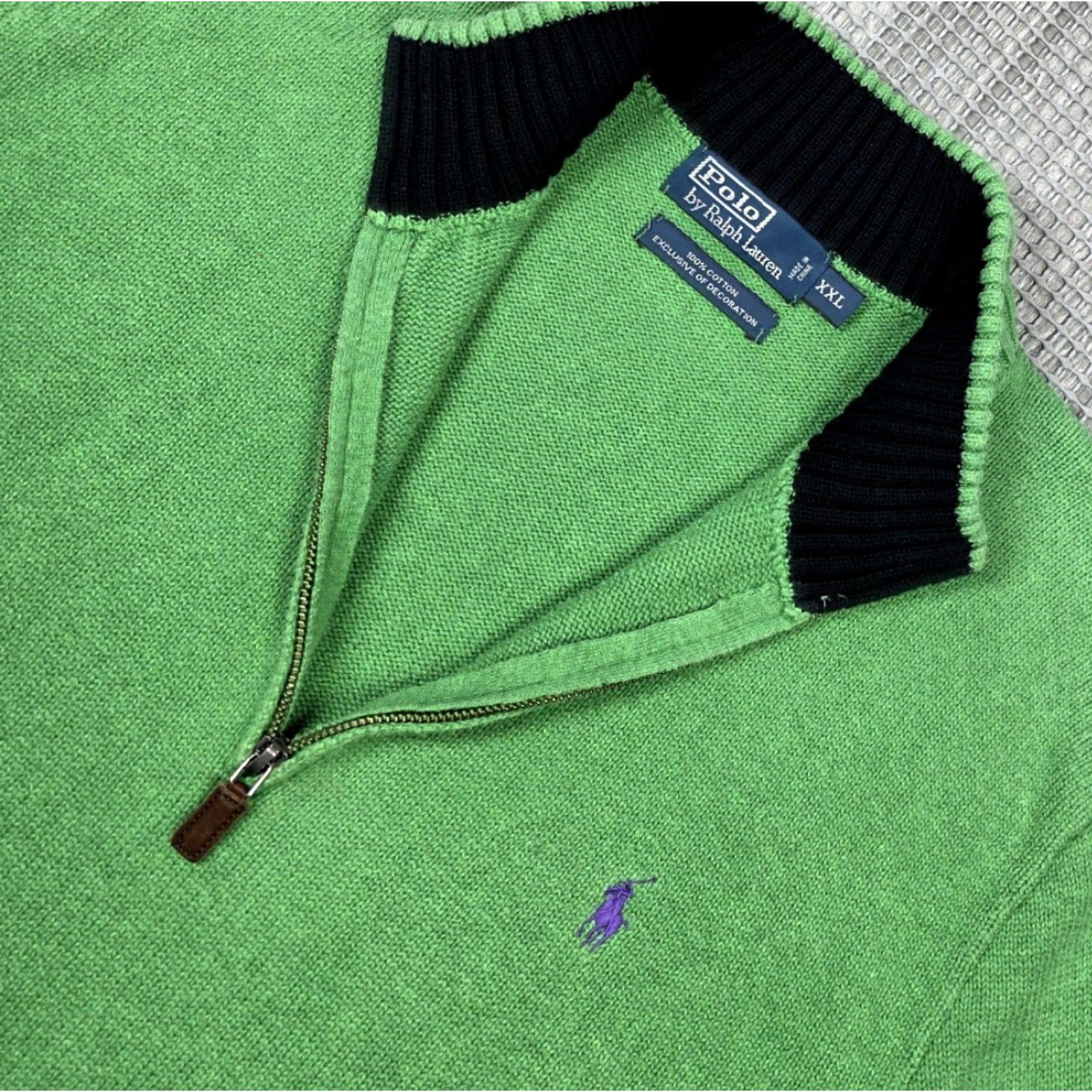 Polo Ralph Lauren VINTAGE Polo Ralph Lauren Mens Quarter Zip 2XL Heavy Mockneck Green Purple Sweater Rare Size US XXL / EU 58 / 5 - 5 Thumbnail