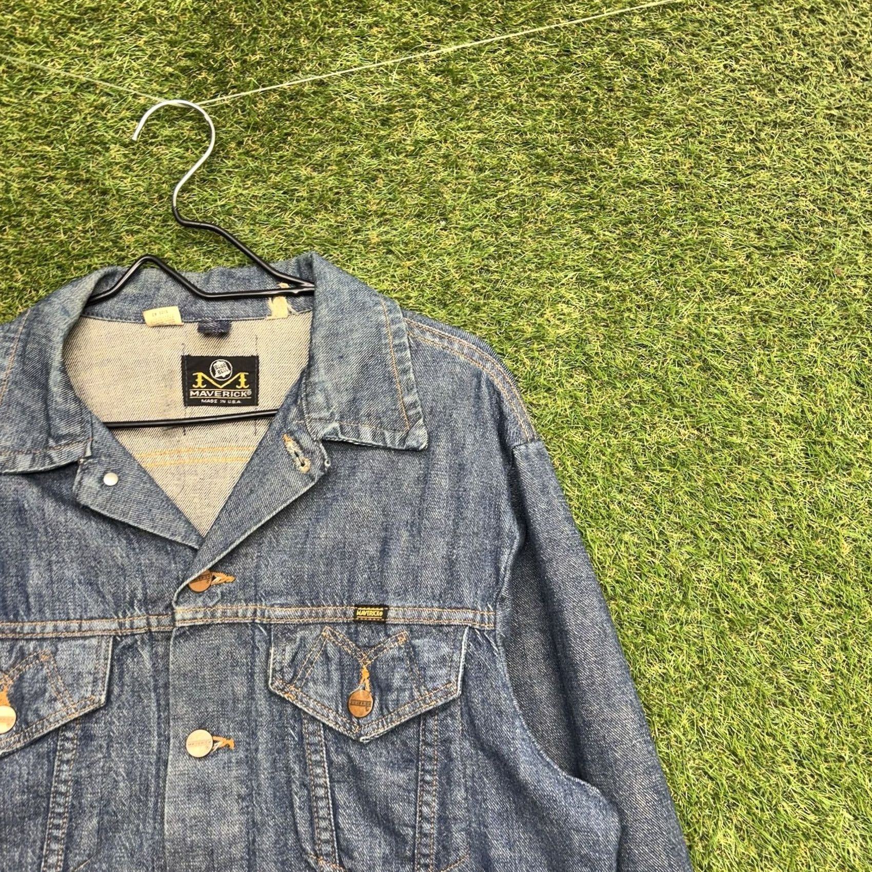 Bell VINTAGE Maverick Blue Bell Denim Jacket Mens 42 Button Trucker Made In USA 90s Jacket Size US 42 / EU 58 - 2 Thumbnail