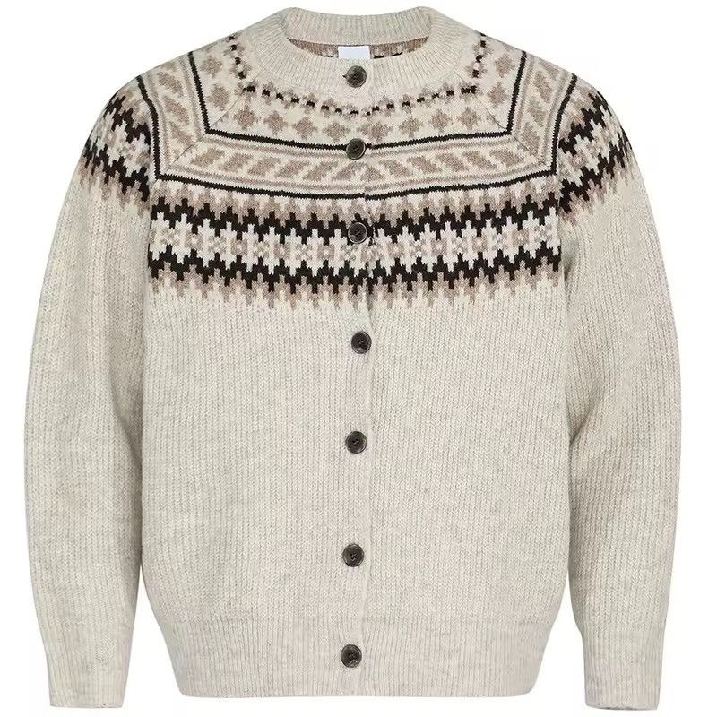 Other Knitted Vintage Retro Style Christmas Khaki Sweater Cardigan Size US M / EU 48-50 / 2 - 4 Thumbnail