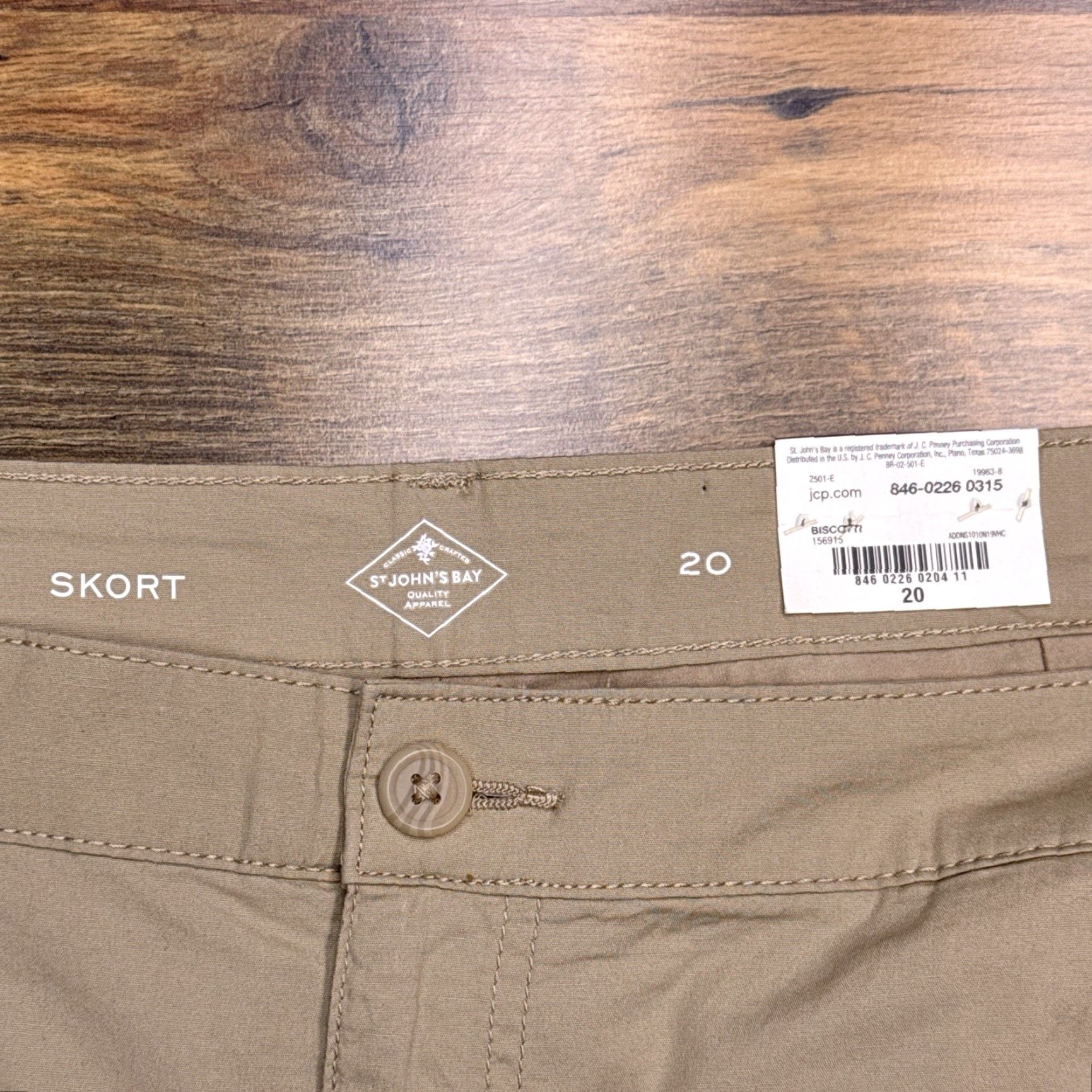 Vintage St Johns Bay Skort Short Womens 20 Tan Mid Rise Stretch New Size 42" / US 20 - 3 Thumbnail