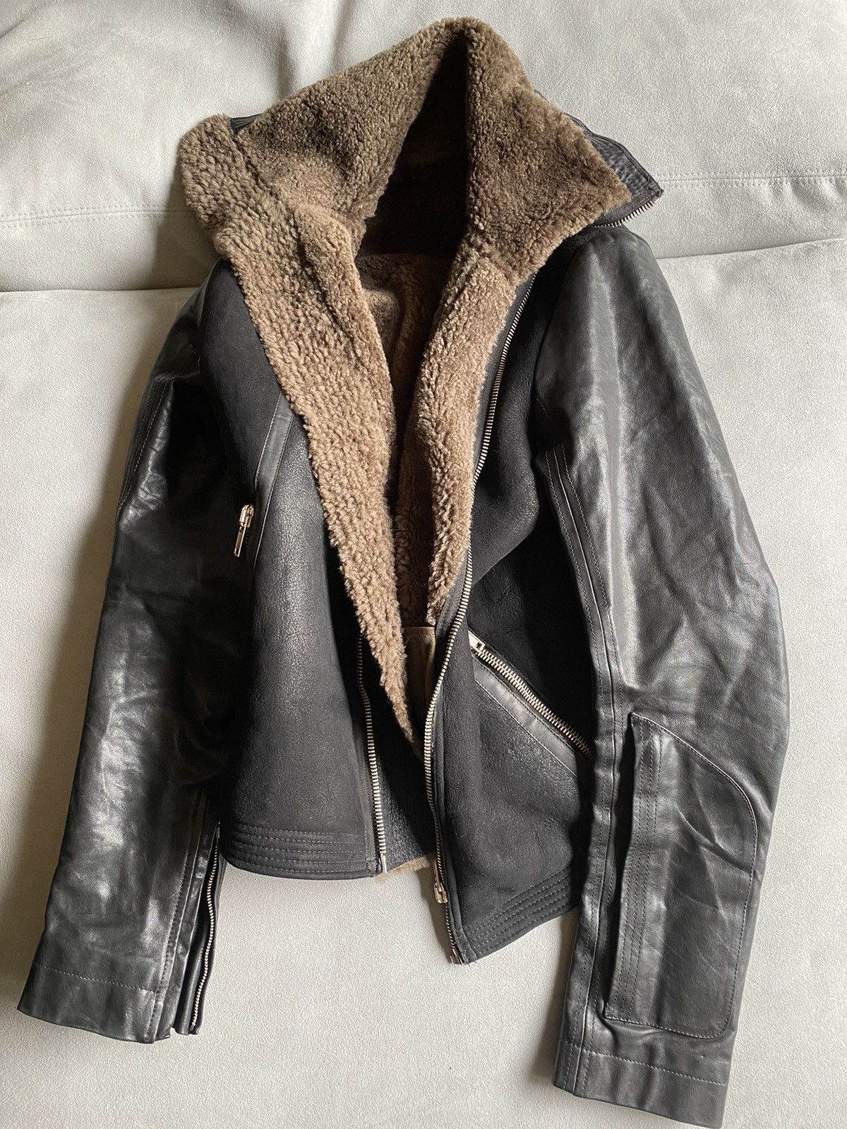 Rick Owens Rick Owens Shearling Geo and leather jacket Size US M / EU 48-50 / 2 - 10 Thumbnail