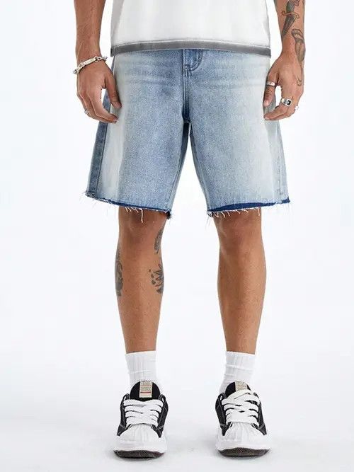Jean Distressed Washed Y2k Shorts Jorts Denim Size US 33 - 1 Thumbnail