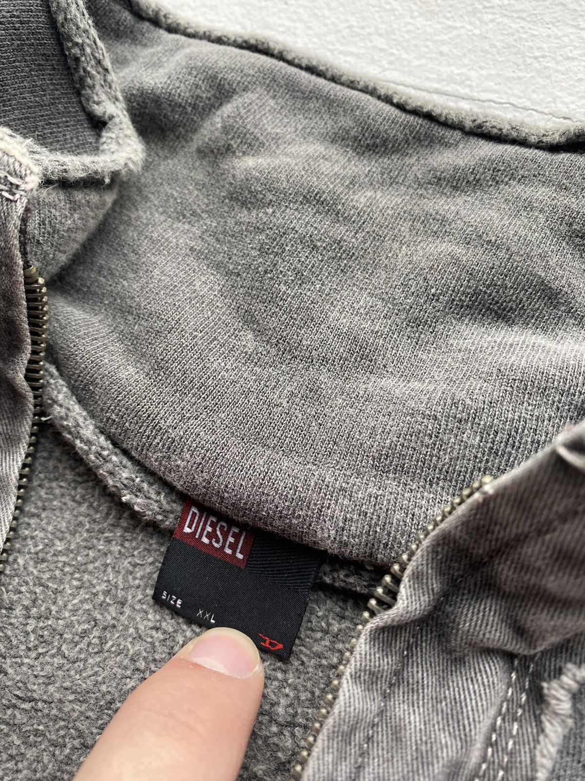 Diesel × If Six Was Nine 🔥90s Diesel Grey Washed Distressed Fabric Zip Sweatshirt Size US L / EU 52-54 / 3 - 5 Thumbnail