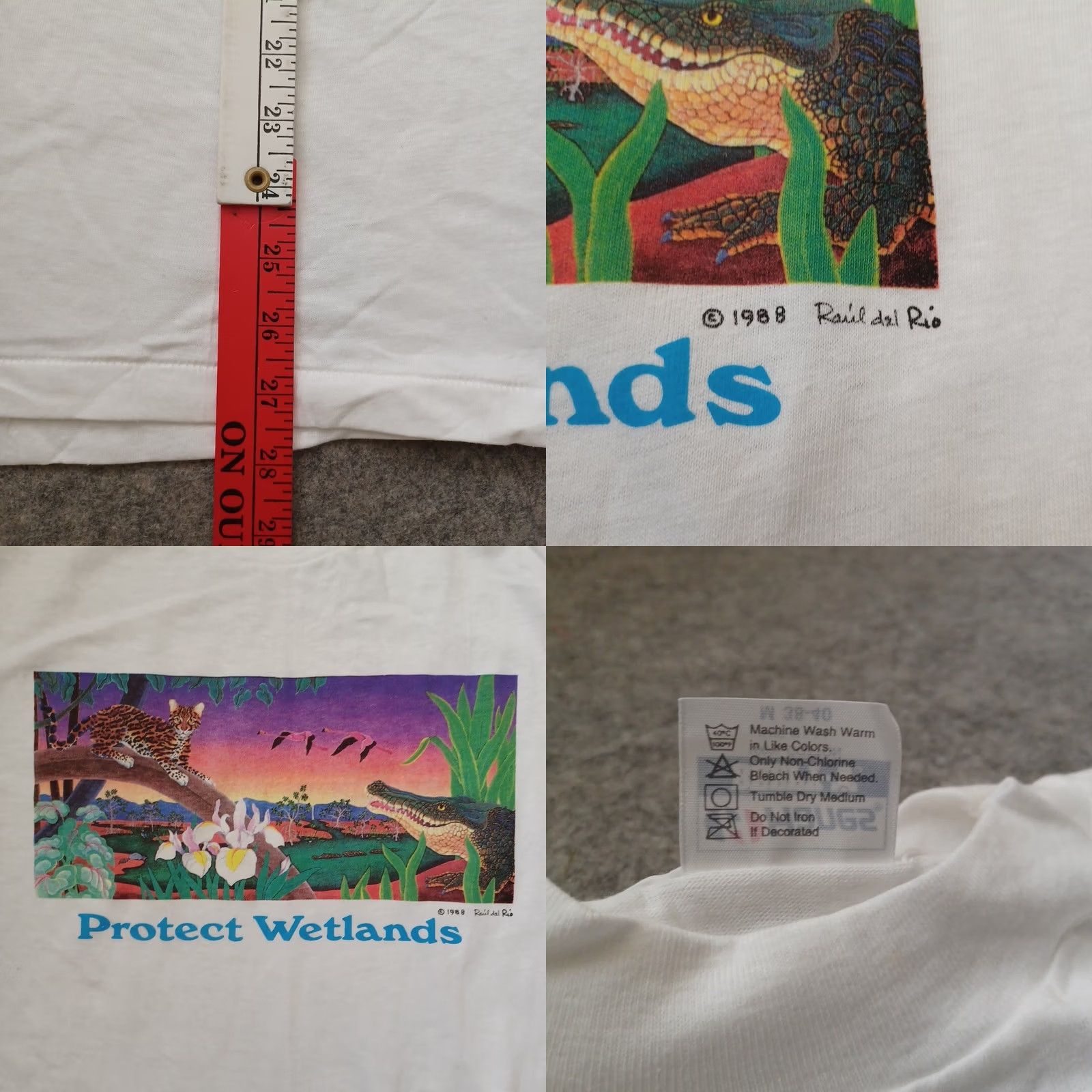 Hanes VINTAGE Hanes Beefy-T Protect Wetlands Mens T-Shirt White 1998 Nature Animals Trees USA Shirt M Mens Size US M / EU 48-50 / 2 - 8 Thumbnail
