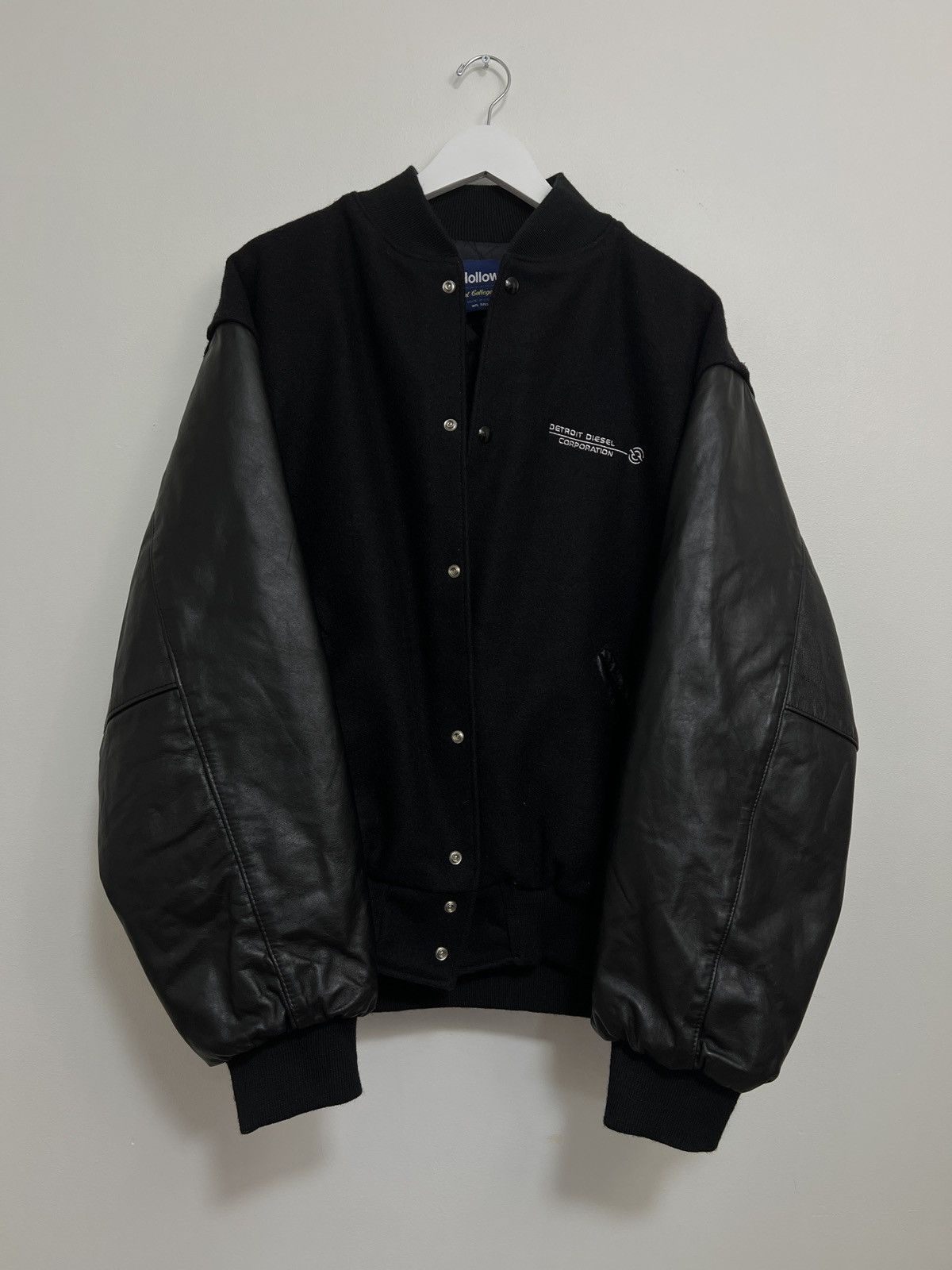 Holloway × Vintage Detroit Diesel Black Leather and Wool Varsity Jacket XXL Size US XXL / EU 58 / 5 - 8 Thumbnail