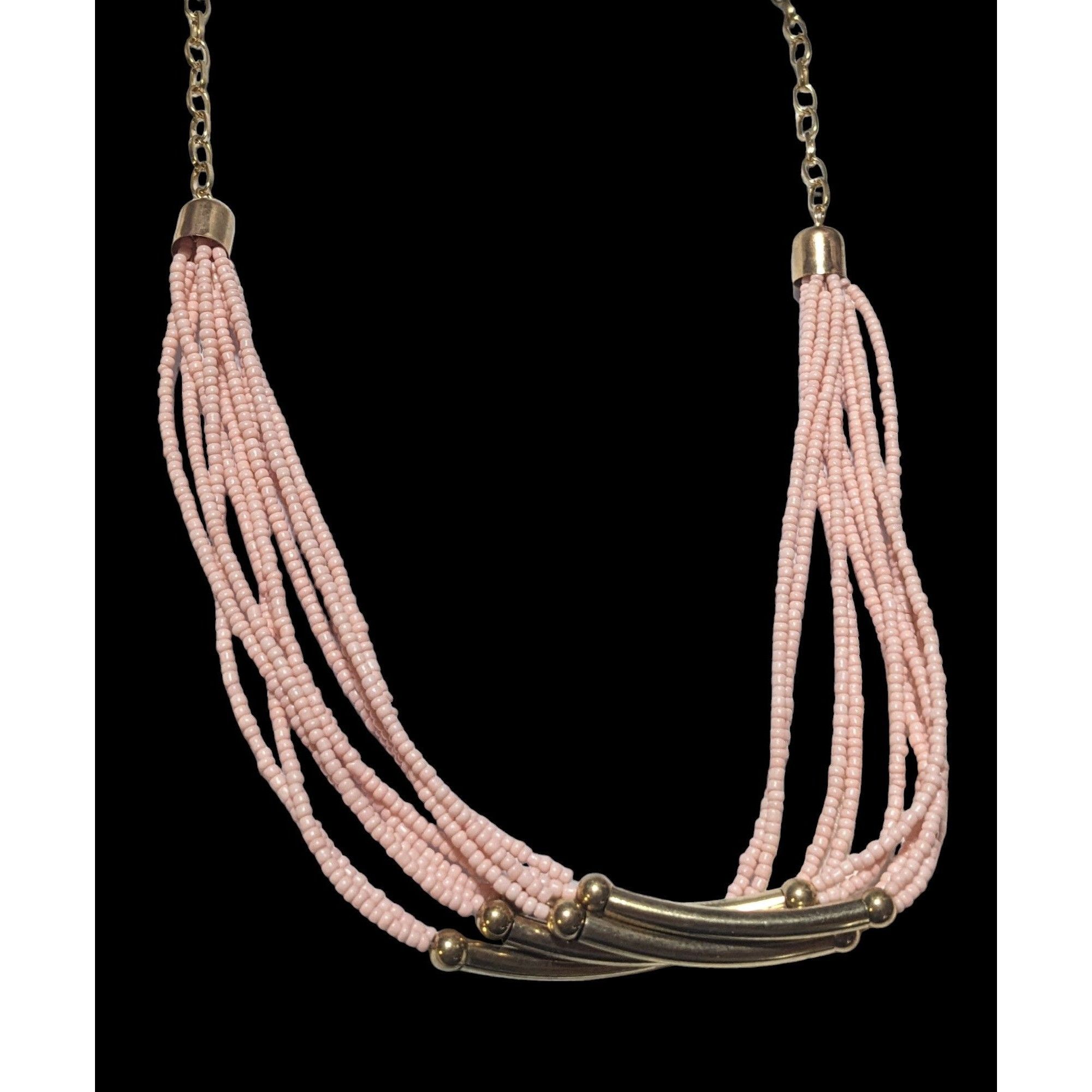 Other Pink And Gold Retro Multilayer Beaded Necklace Size ONE SIZE - 3 Thumbnail