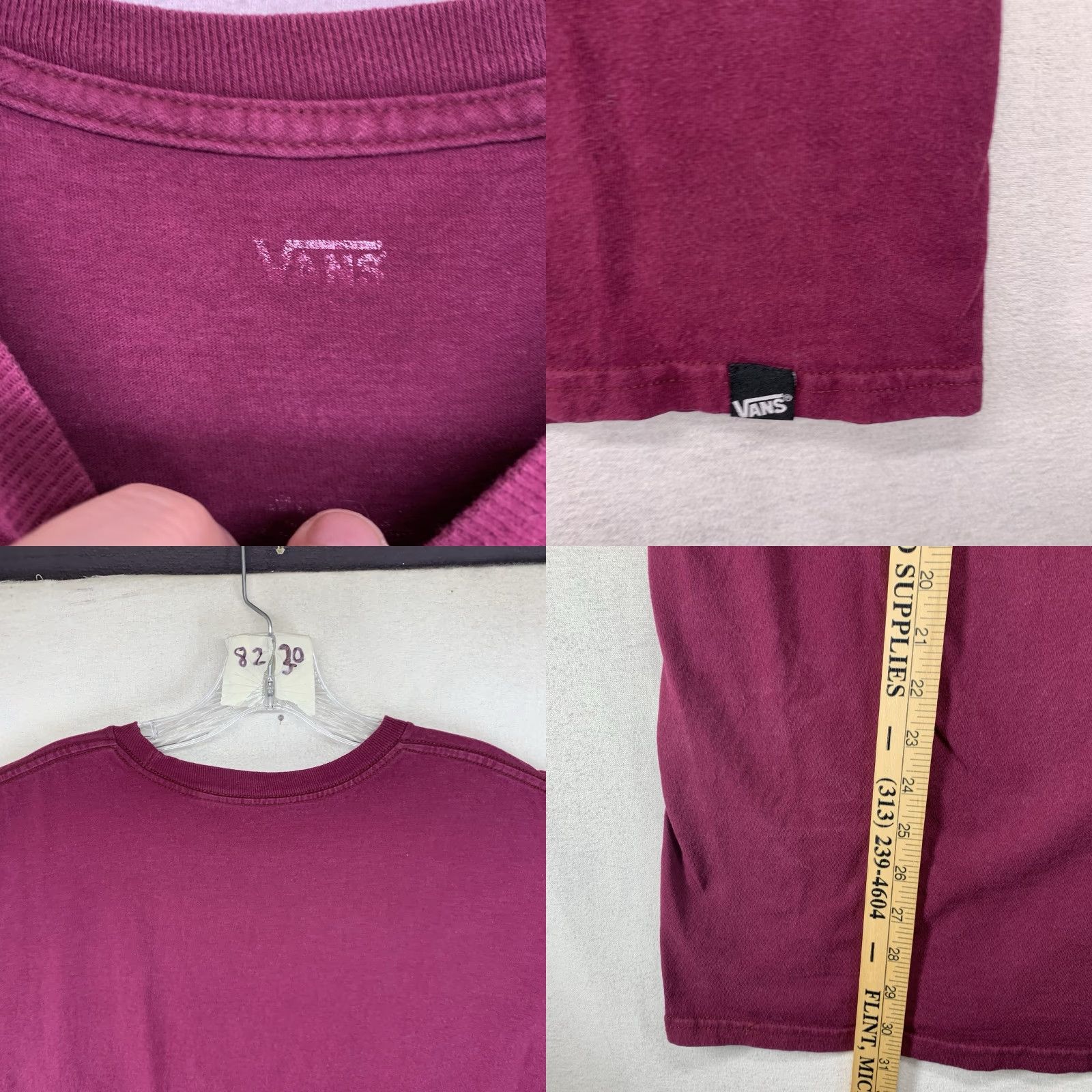 Vans VANS Men's T-Shirt Short Sleeve Crew Neck Graphic Logo Oversized Cotton Red Wine 90s Grunge Punk Size US M / EU 48-50 / 2 - 8 Thumbnail