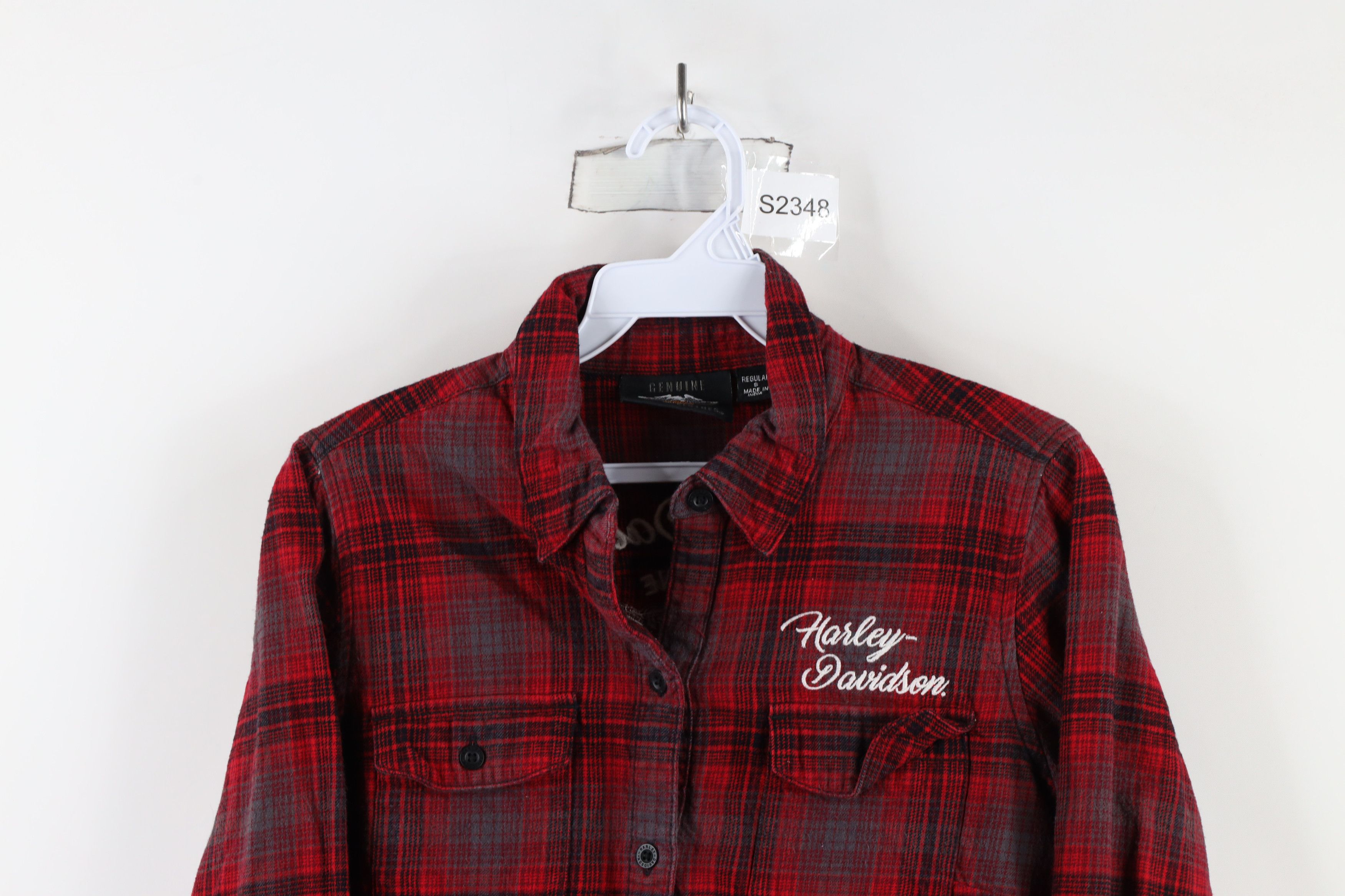 Harley Davidson × Vintage Vintage Harley Davidson Spell Out Flannel Button Shirt Plaid Size S / US 4 / IT 40 - 2 Thumbnail