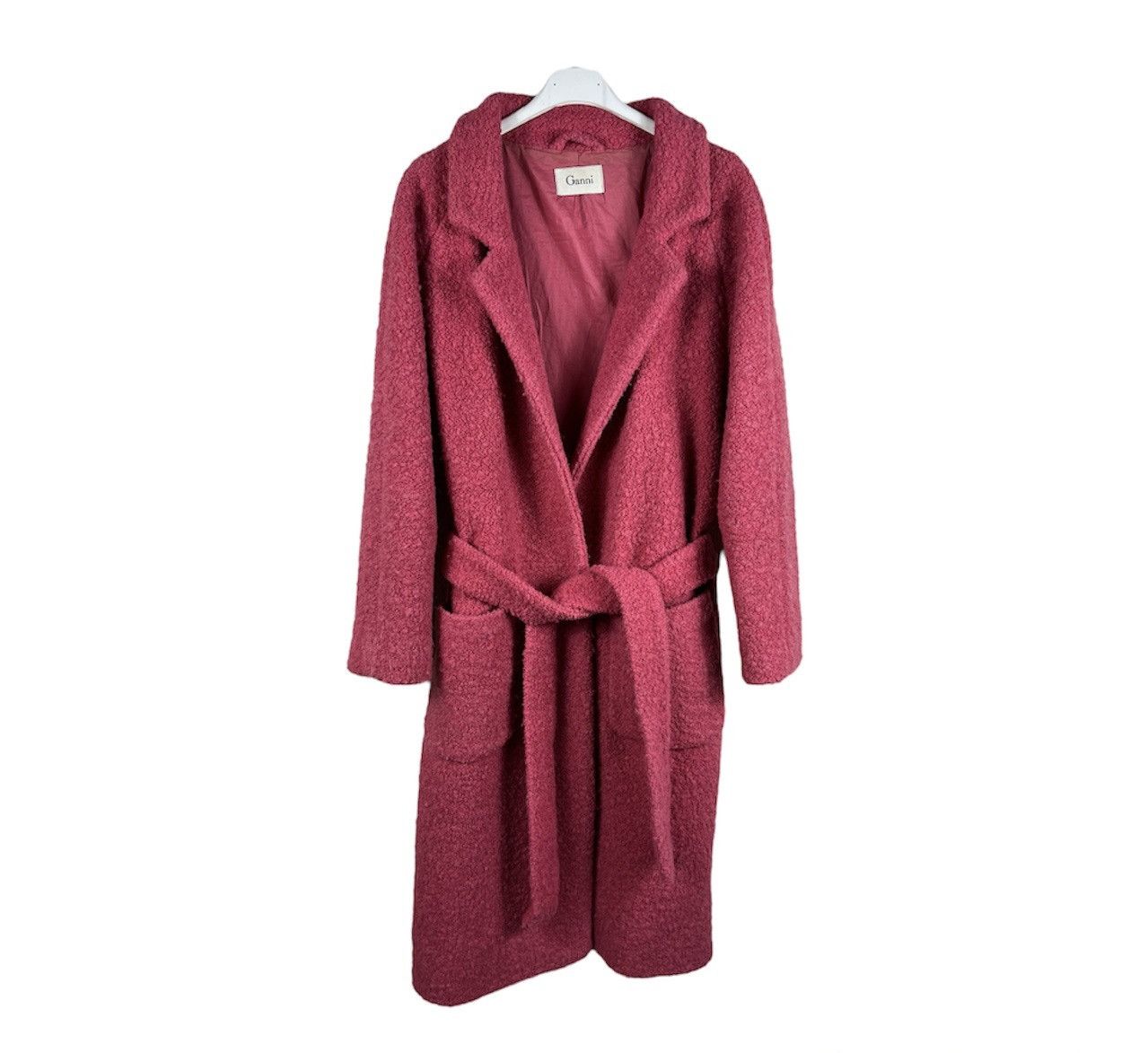 Ganni Ganni programme teddy long tied coat sherpa wool nylon pink Size M / US 6-8 / IT 42-44 - 2 Thumbnail