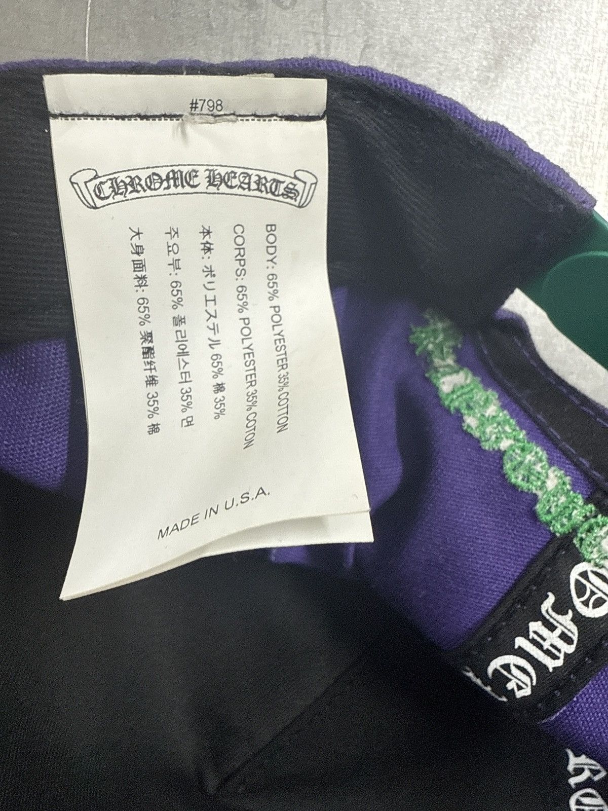 Chrome Hearts CHROME HEARTS LETTER HAT PURPLE GREEN Size ONE SIZE - 8 Thumbnail