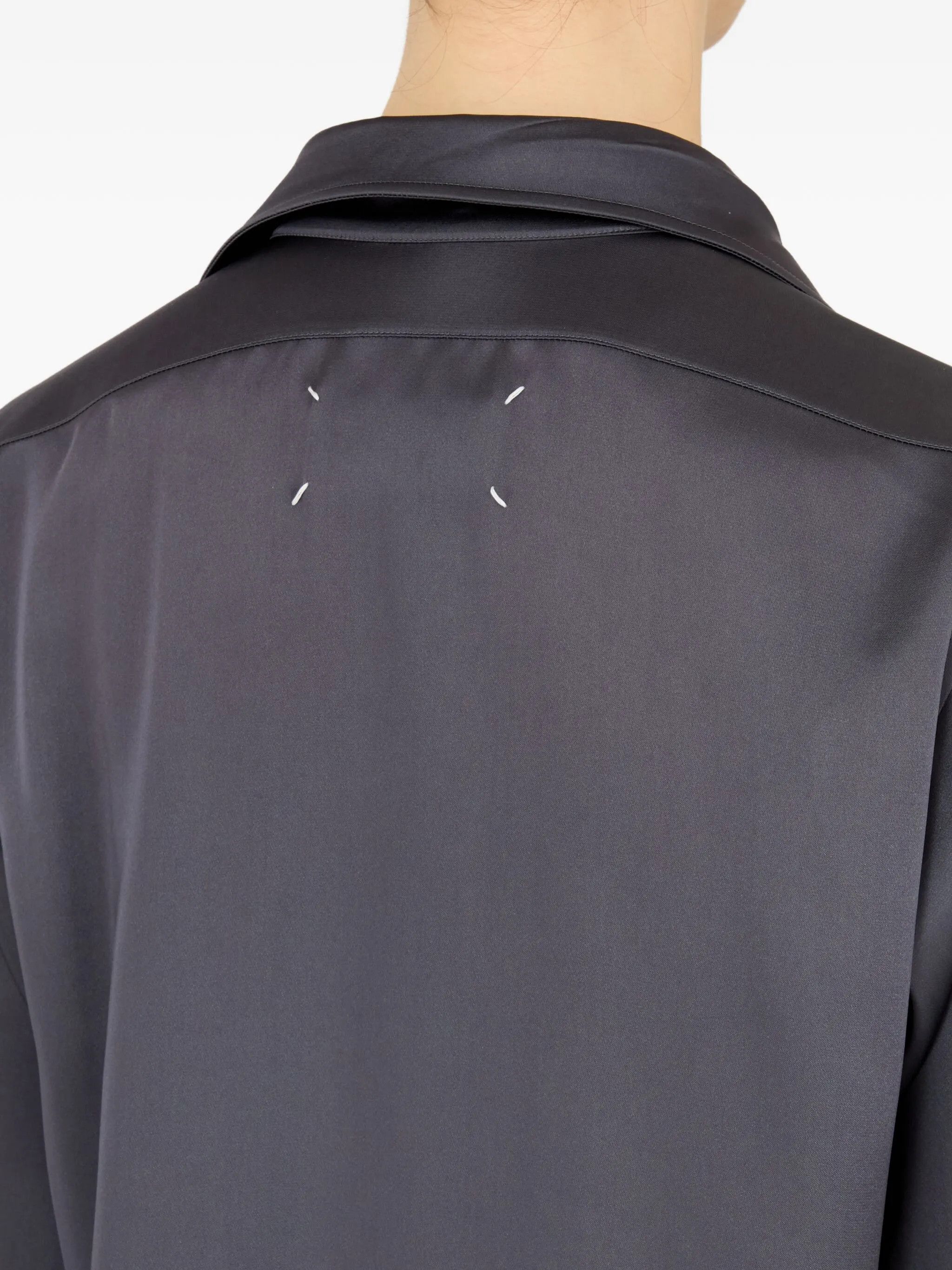 Maison Margiela o1w1db10526 Long-sleeved Satin Shirt in Dark Grey Size L / US 10 / IT 46 - 7 Thumbnail