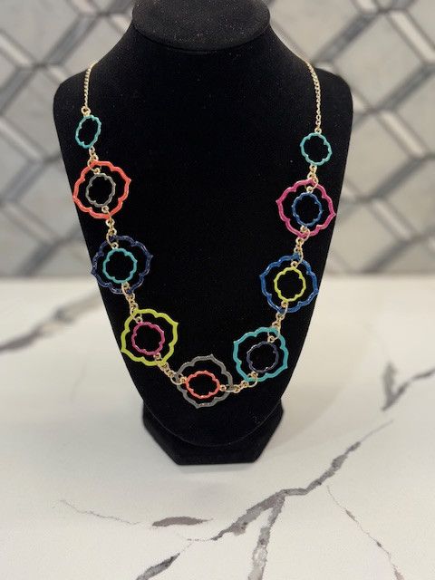 Jewelry Multicolor Lotus Flowers on a Gold Chain Size ONE SIZE - 1 Thumbnail