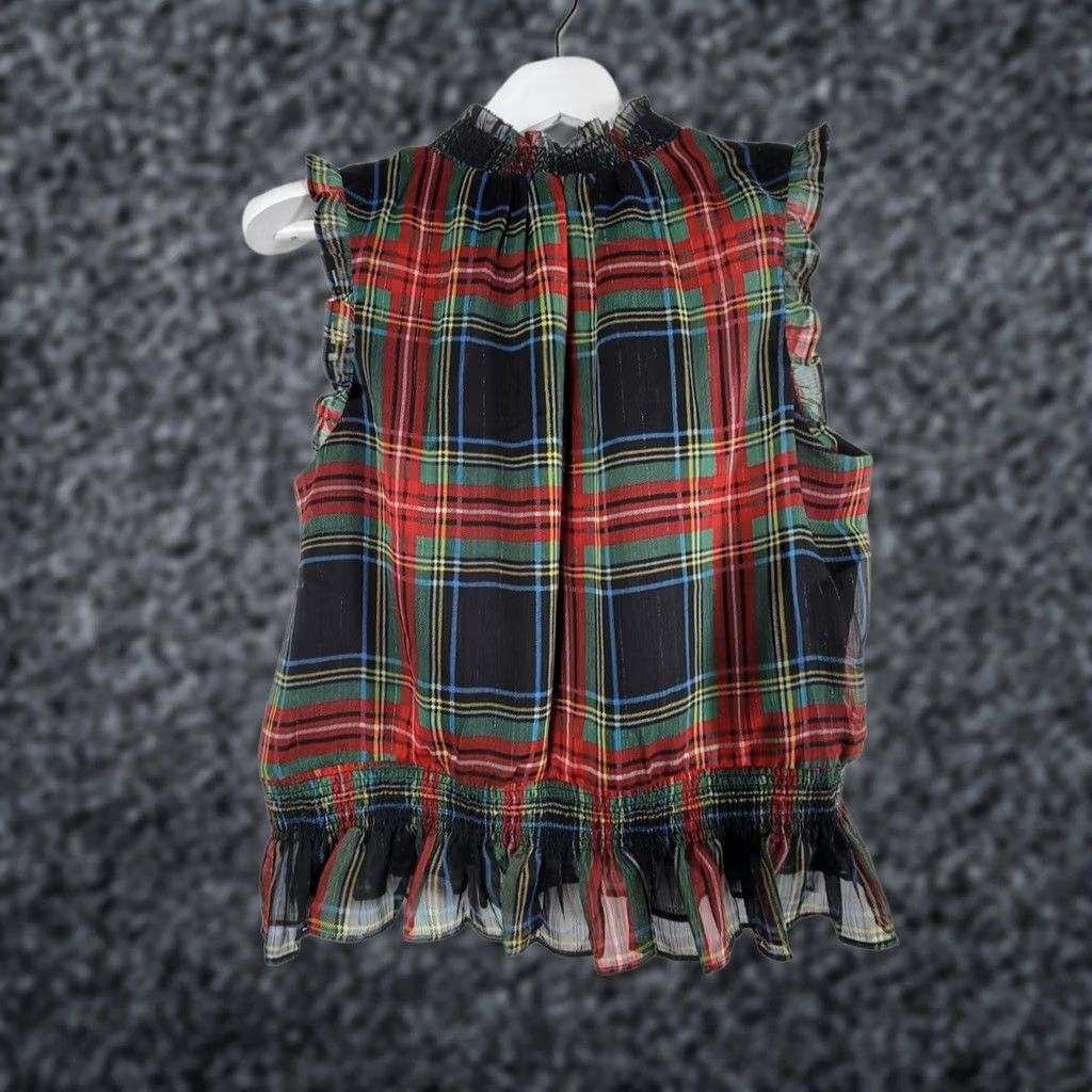 J.Crew J.CREW Sleeveless Mock Neck Top in Multicolor Gilded Stewart Tartan Womens 12P New AG884 Size XL / US 12-14 / IT 48-50 - 1 Thumbnail