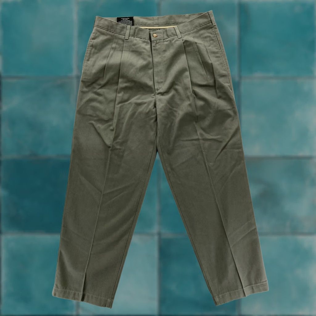 Vintage Berkley & Jensen Khaki Pants Mens 36x29 Green Wrinkle Free Pleated Tapered NWT Pants Size US 36 / EU 52 - 1 Thumbnail