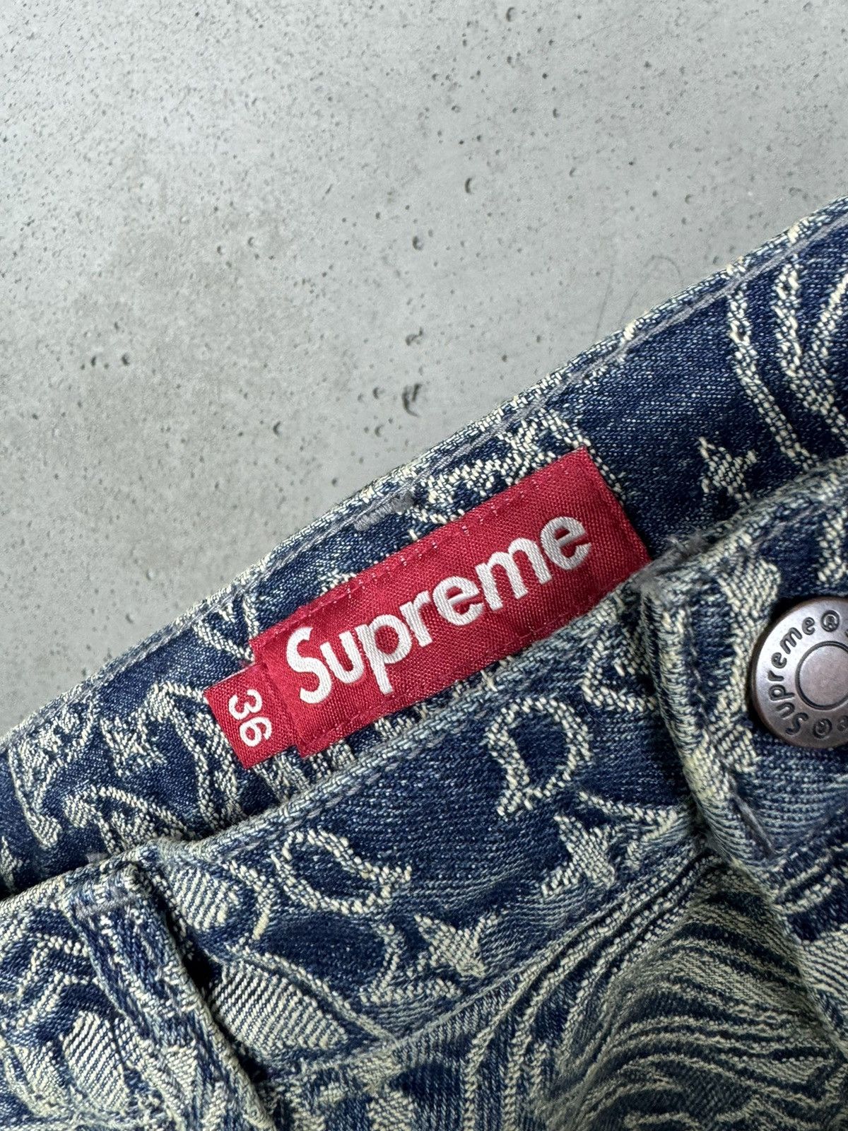 Supreme Supreme Bandana Jacquard Baggy Jean - Blue - Size 36 (NEW) Size US 36 / EU 52 - 8 Thumbnail