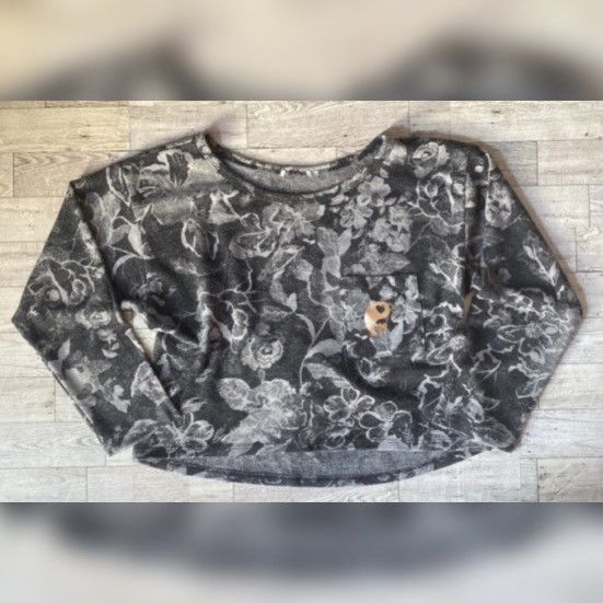 Vintage Y2K, Floral, Monochrome, Ying Yang, Cropped, Knit 3/4 Sleeve Size S / US 4 / IT 40 - 6 Thumbnail