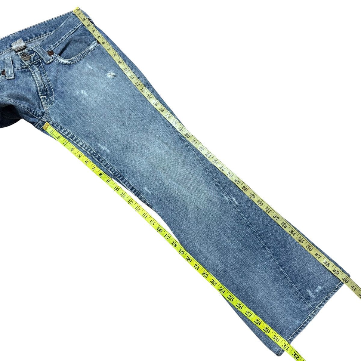 True Religion True Religion Joey Big T Distressed Denim Flare Jeans Size US 31 - 18 Thumbnail