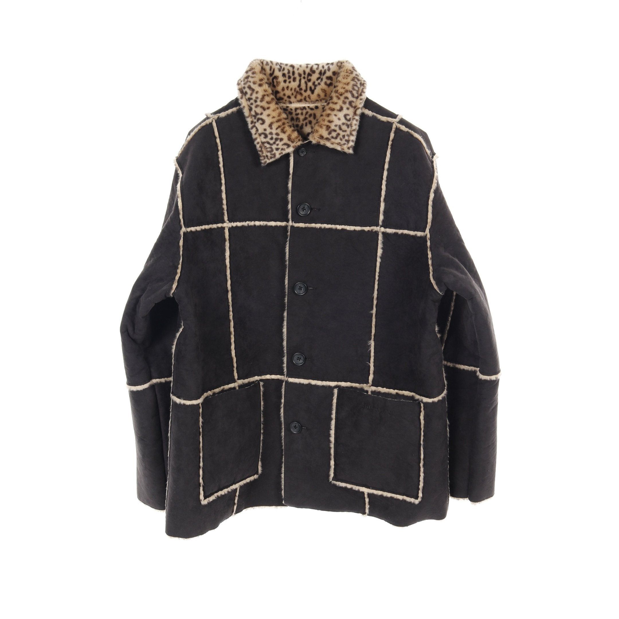 Supreme Supreme Reversible Faux Suede Leopard Coat Black Beige Boa Fabric Size ONE SIZE - 1 Thumbnail