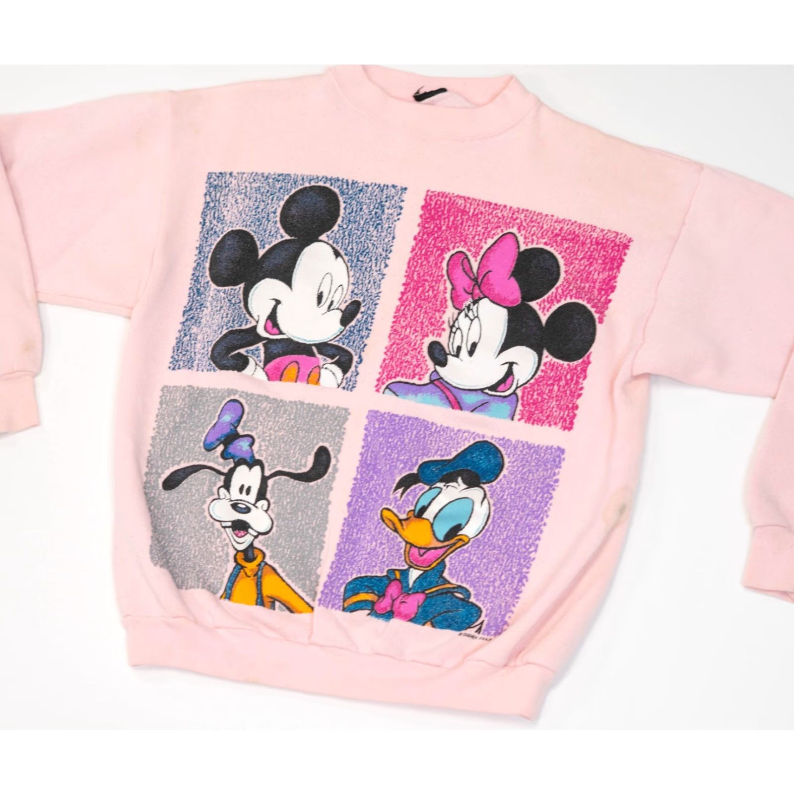 Disney VINTAGE Disney Sweatshirt Crewneck Mickey Mouse Minnie Distressed 90s Crewneck Unisex Adults Large Pink Graphic Print Logo Pullover Sweatshirt Size ONE SIZE - 3 Thumbnail