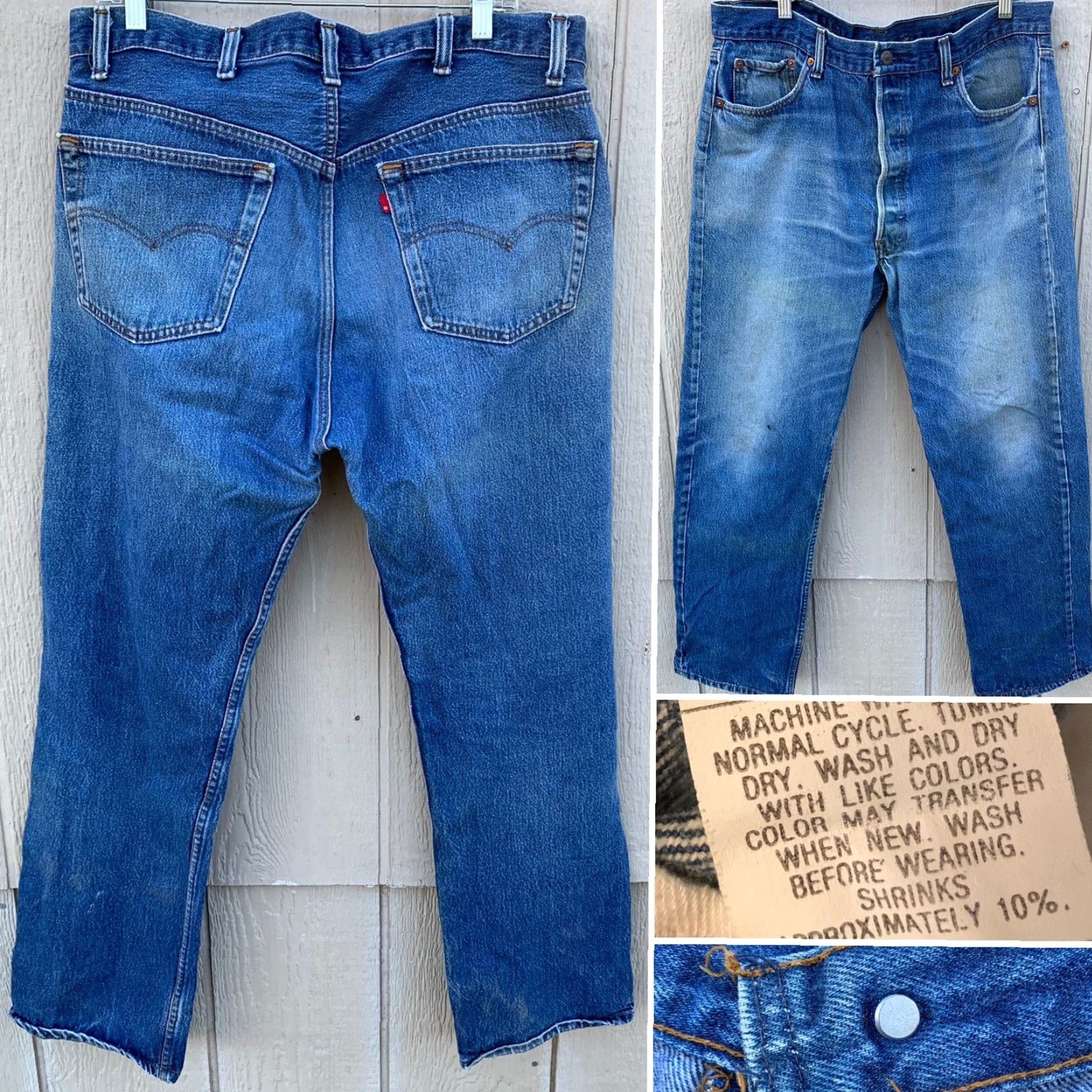 Levi's VINTAGE Levi’s 501 Jeans Button Fly Masculine Regular Inseam 31-34 Waist 38” Blue Denim Cotton 5-Pocket See Pics Mens Jeans Size US 40 / EU 56 - 2 Thumbnail