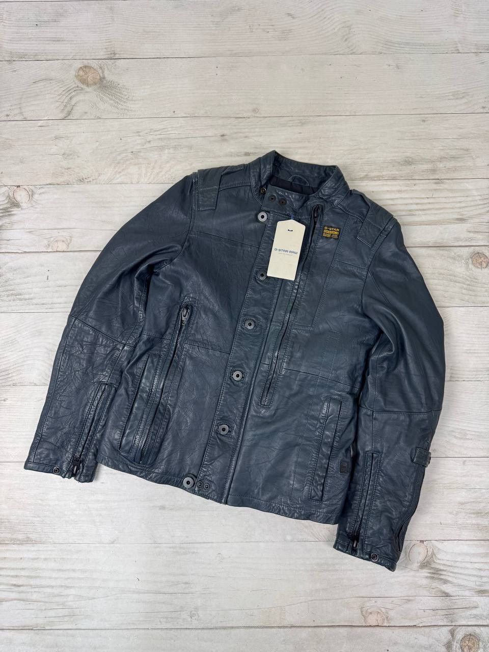 Raw Blue Leather Jacket | Grailed