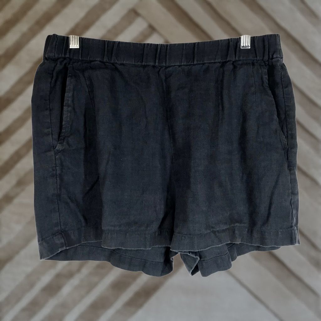 Pendleton Pendleton Womens Large 100% Linen Pull On Elastic Waist Shorts Charcoal Navy Size 36" / US 14 / IT 50 - 1 Thumbnail
