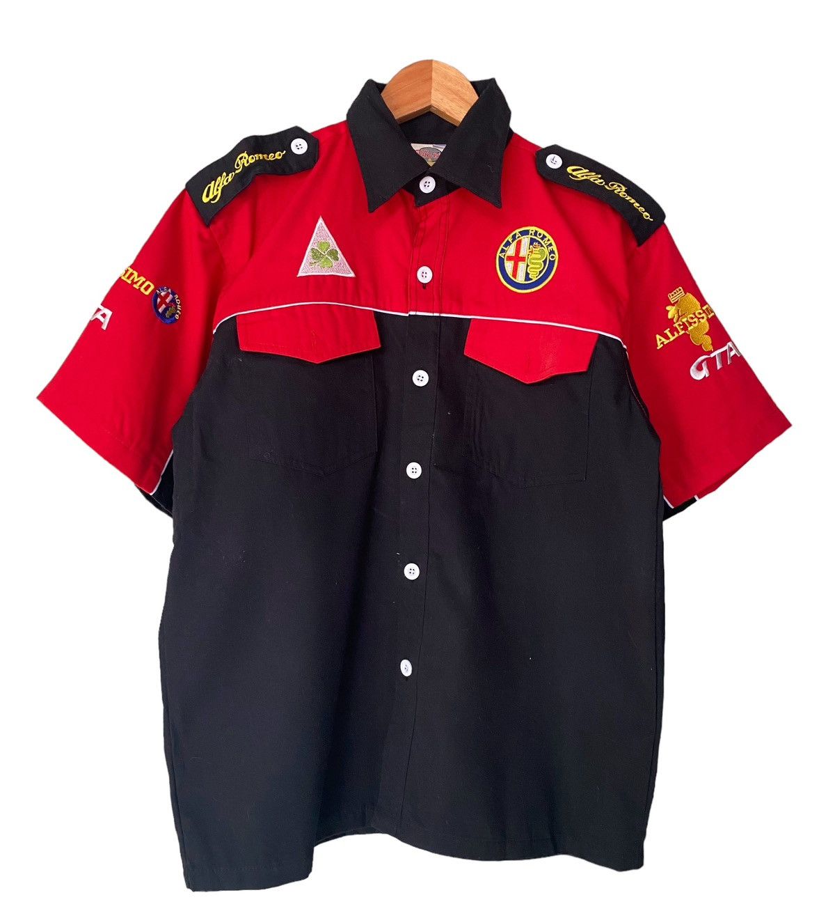 image of Uniform Experiment x Utility Pro Wear Vintage Motorsport Uniform Alfa Romeo Button Shirt in Black (