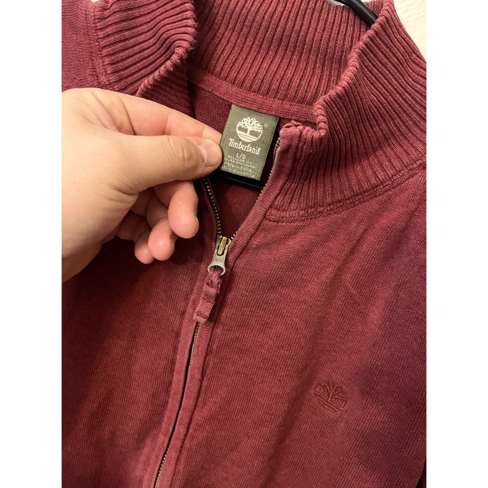 Timberland Timberland Full Zip Jacket Men L Maroon Cotton Fleece Outdoors Camp Casual Regular Size US L / EU 52-54 / 3 - 2 Thumbnail