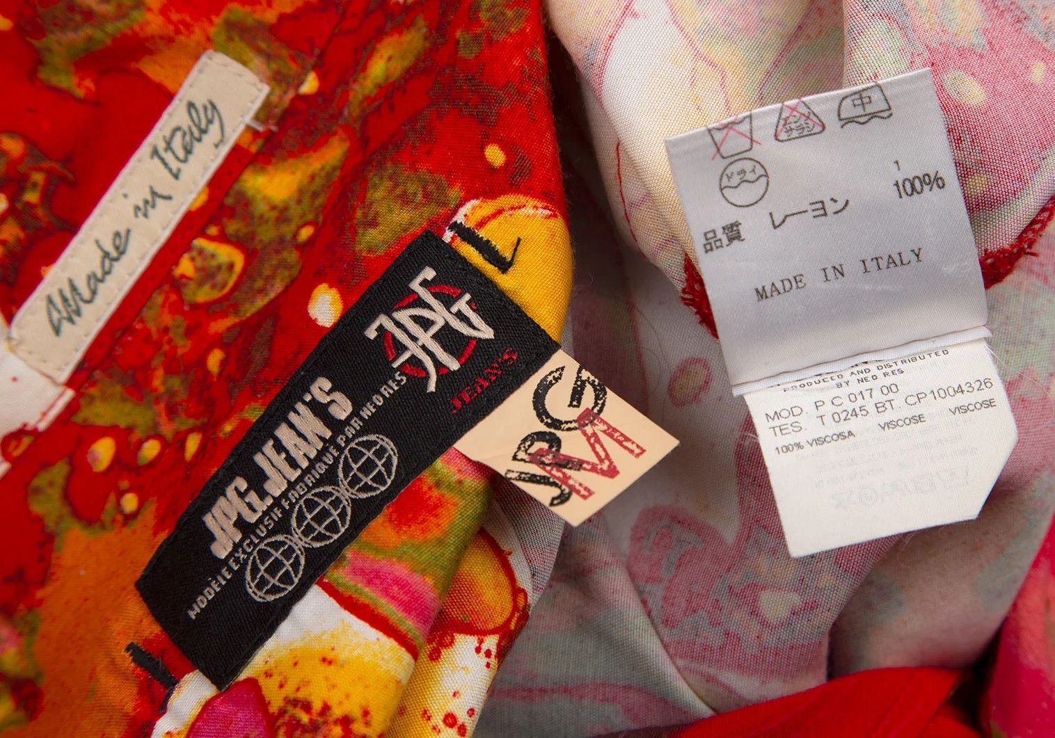 Jean Paul Gaultier Psychedelic Print Rayon Short Sleeve Shirt Red Multi M Size US M / EU 48-50 / 2 - 17 Thumbnail