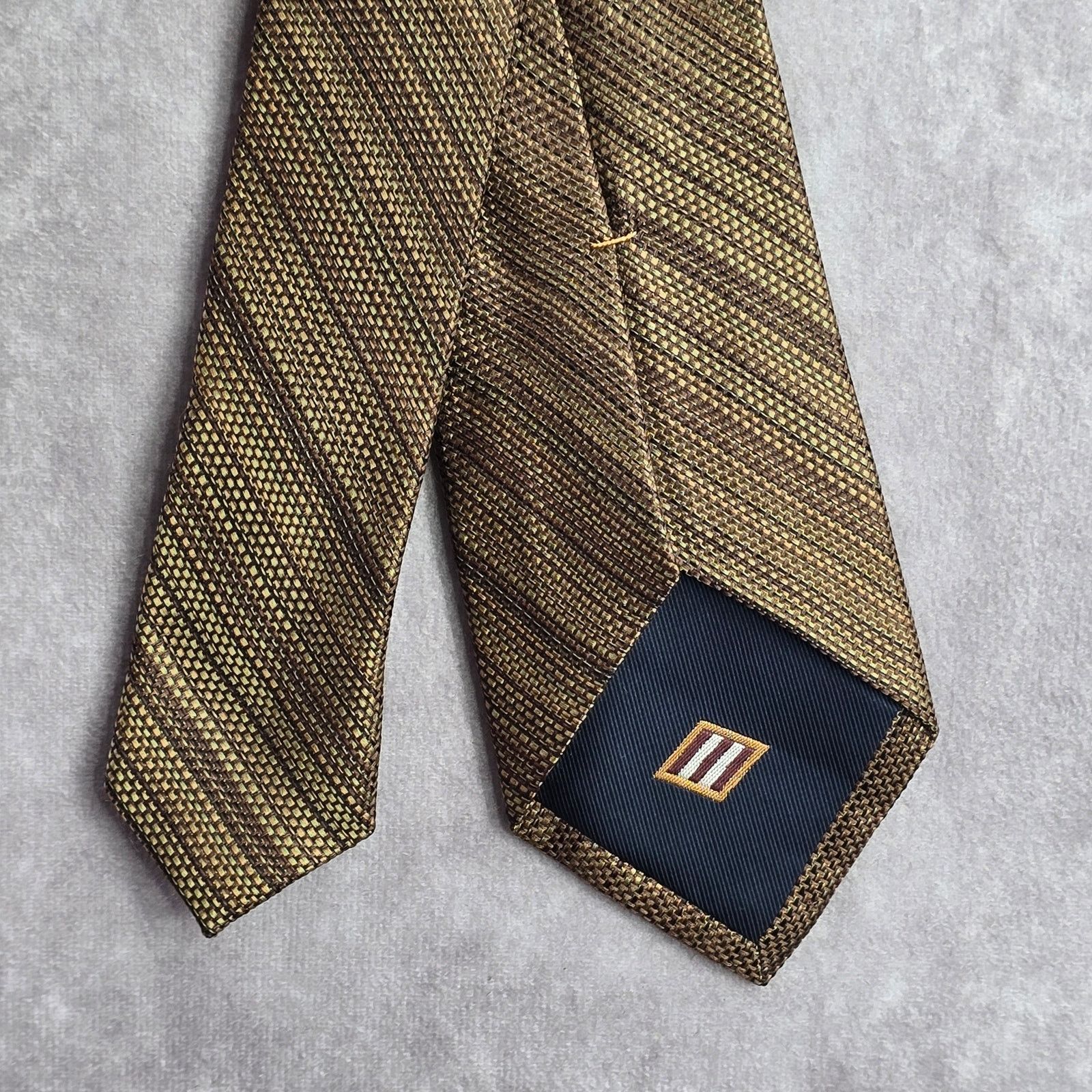 Joseph Abboud Joseph Abboud Brown Stripe Repp Geometric 100% Silk Neck Tie Size 30 - 6 Thumbnail