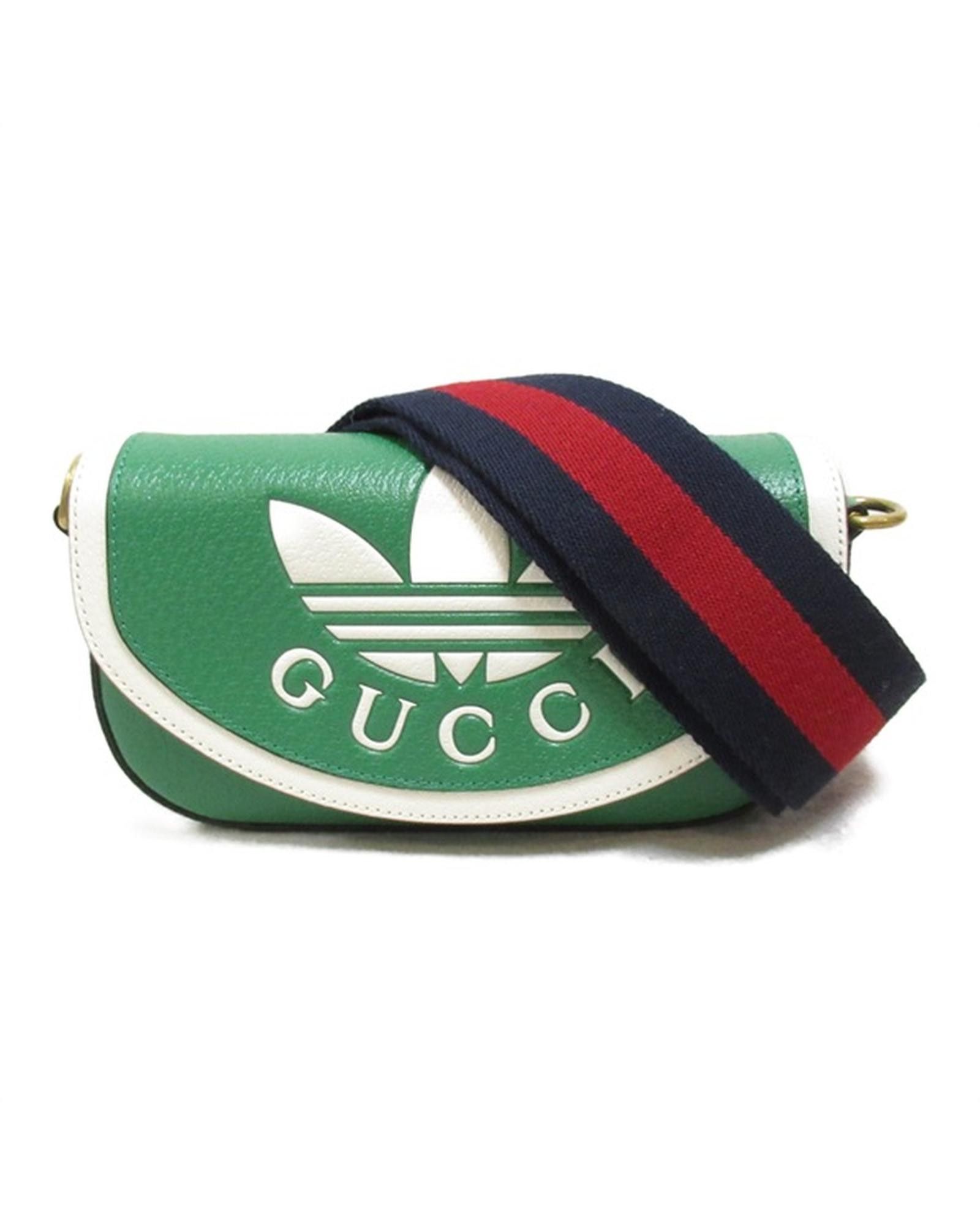 image of Gucci Leather Crossbody Bag With Green Accents, Women's