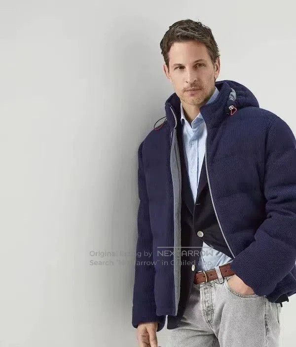 Brunello Cucinelli Brunello Cucinelli English ribbed cashmere navy blue hoode Size US L / EU 52-54 / 3 - 2 Thumbnail